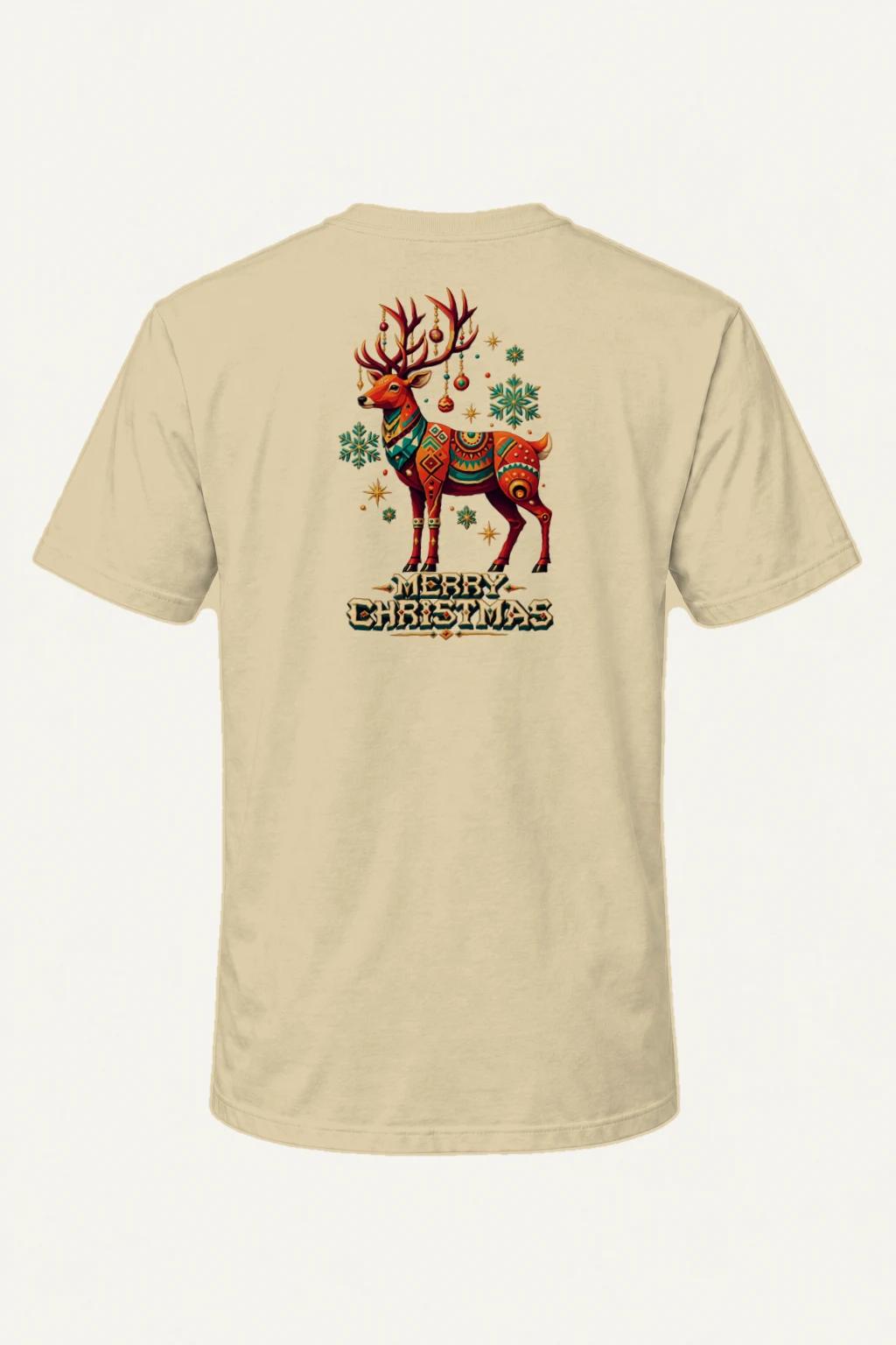 "Folk Festive Reindeer" Heavyweight Unisex Crewneck T-shirt | Gildan 5000