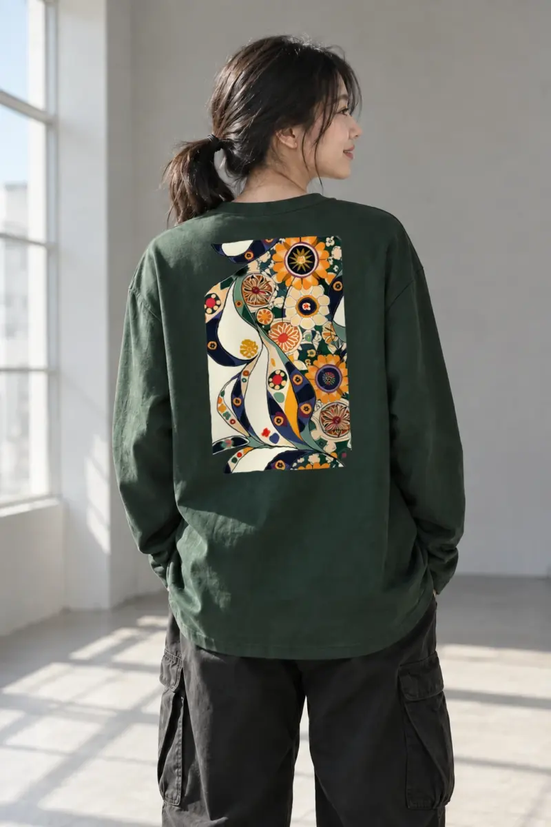 "Folk Garden Swirl" Unisex Longsleeve T-shirt | Gildan 2400