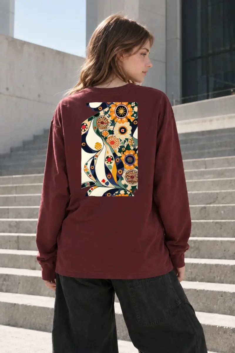 “Folk Garden Swirl” Unisex Longsleeve T-shirt | Gildan 2400