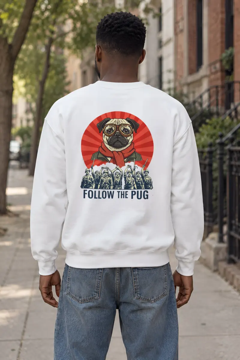 "Follow The Pug" Heavy Blend Unisex Crewneck Sweatshirt