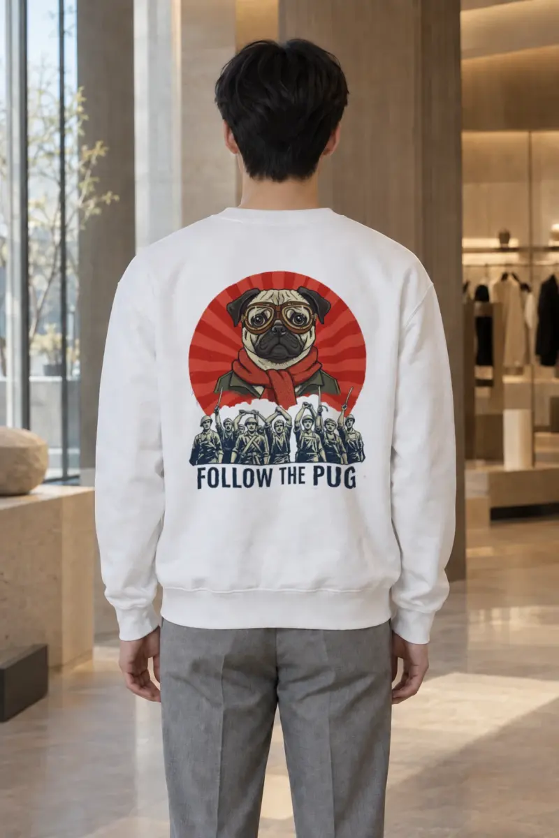 "Follow The Pug" Heavy Blend Unisex Crewneck Sweatshirt | Gildan 18000