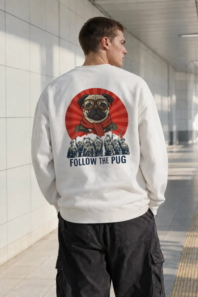 "Follow The Pug" Heavy Blend Unisex Crewneck Sweatshirt | Gildan 18000