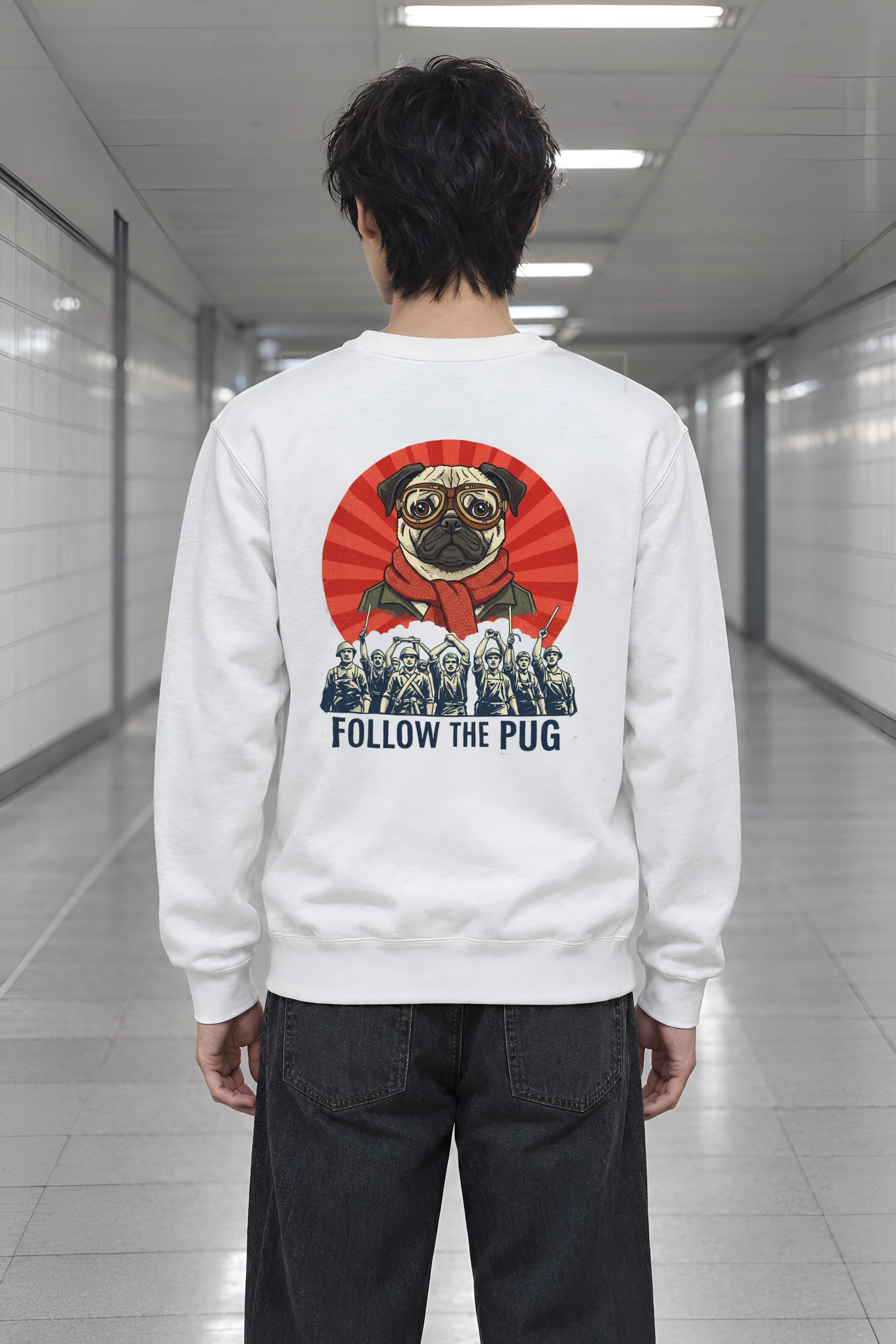 "Follow The Pug" Heavy Blend Unisex Crewneck Sweatshirt