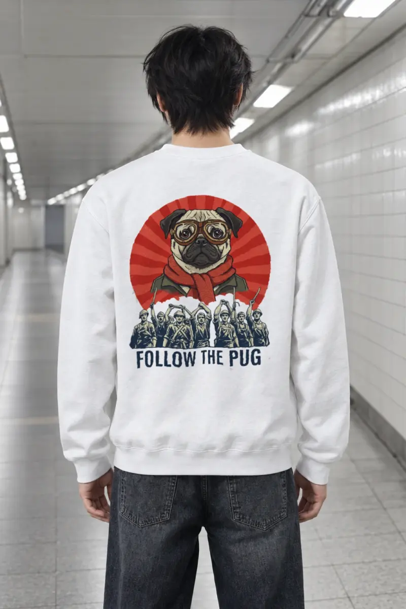 "Follow The Pug" Heavy Blend Unisex Crewneck Sweatshirt | Gildan 18000