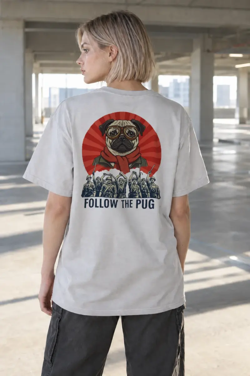 "Follow The Pug" Heavyweight Unisex Crewneck T-shirt | Gildan 5000