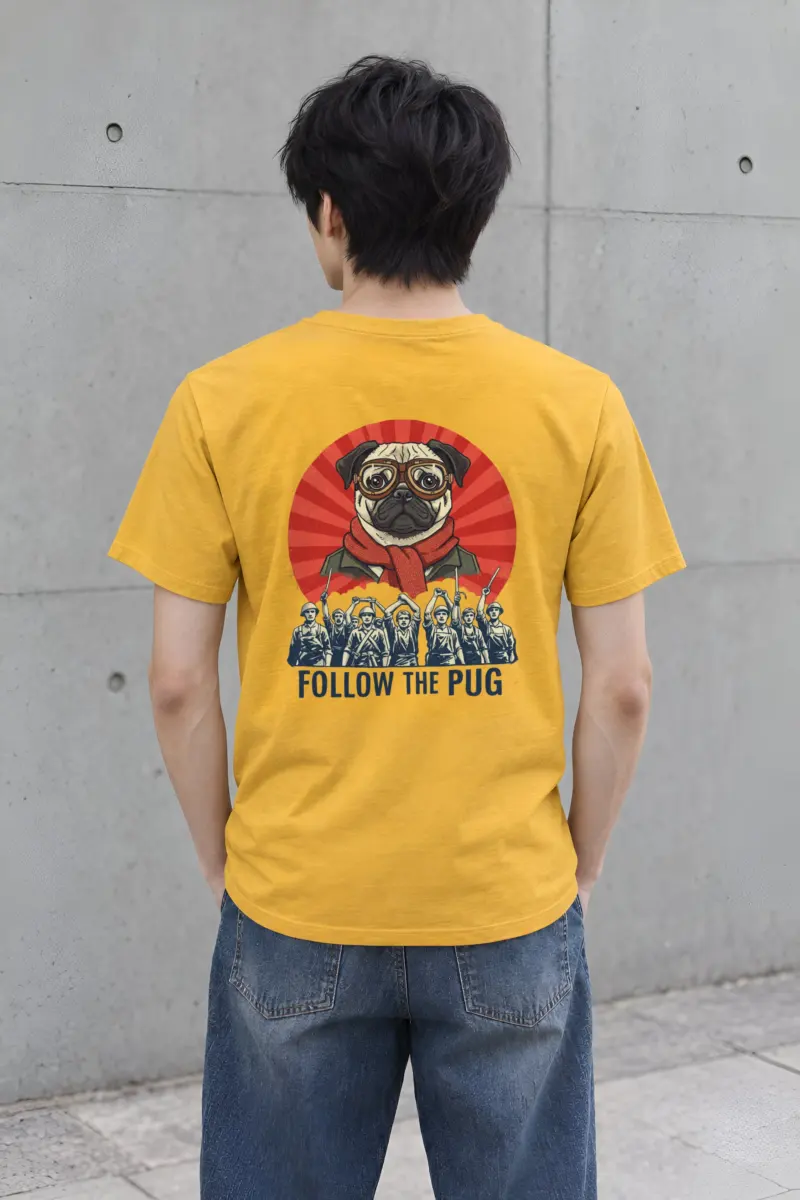 "Follow The Pug" Heavyweight Unisex Crewneck T-shirt