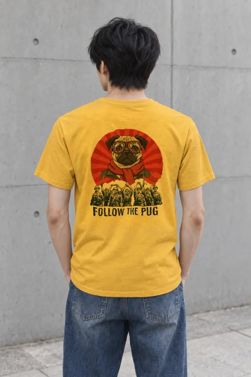 "Follow The Pug" Heavyweight Unisex Crewneck T-shirt