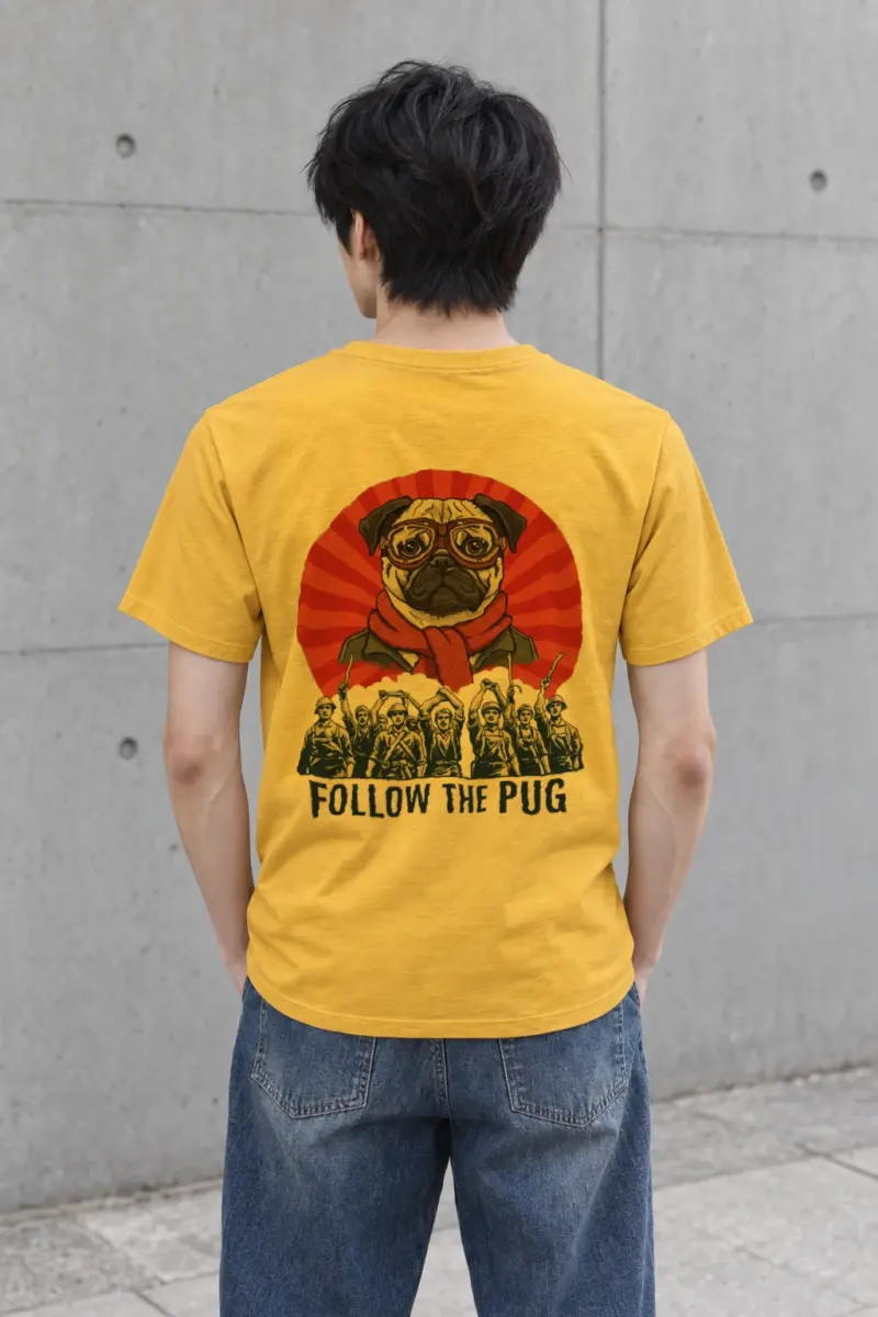 "Follow The Pug" Heavyweight Unisex Crewneck T-shirt
