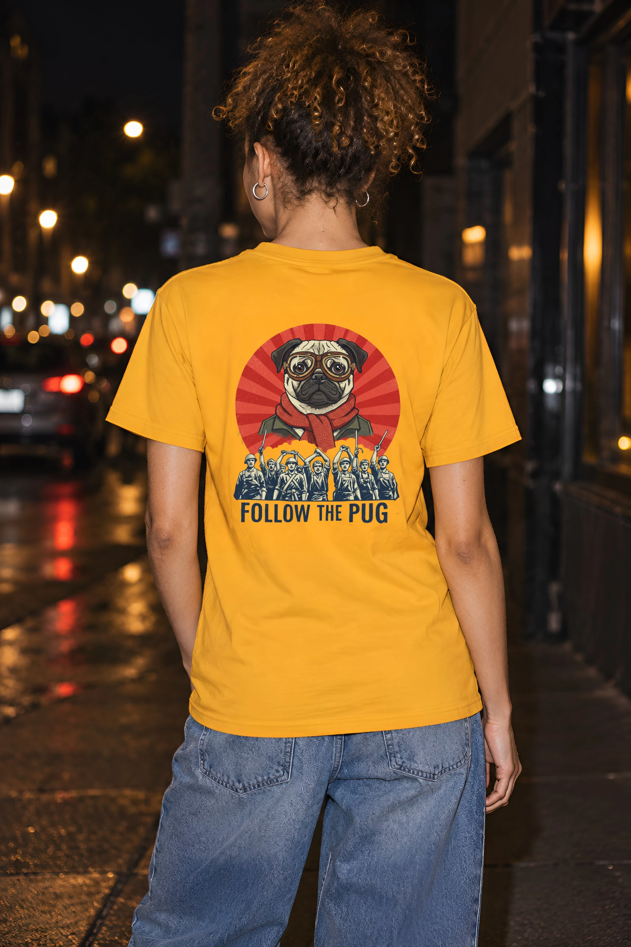 "Follow The Pug" Heavyweight Unisex Crewneck T-shirt