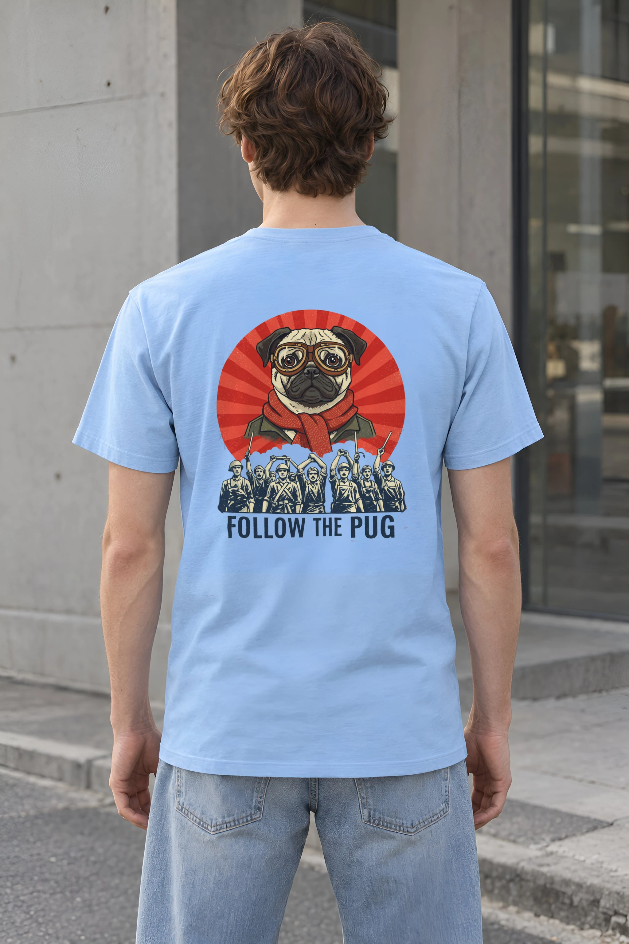 "Follow The Pug" Heavyweight Unisex Crewneck T-shirt