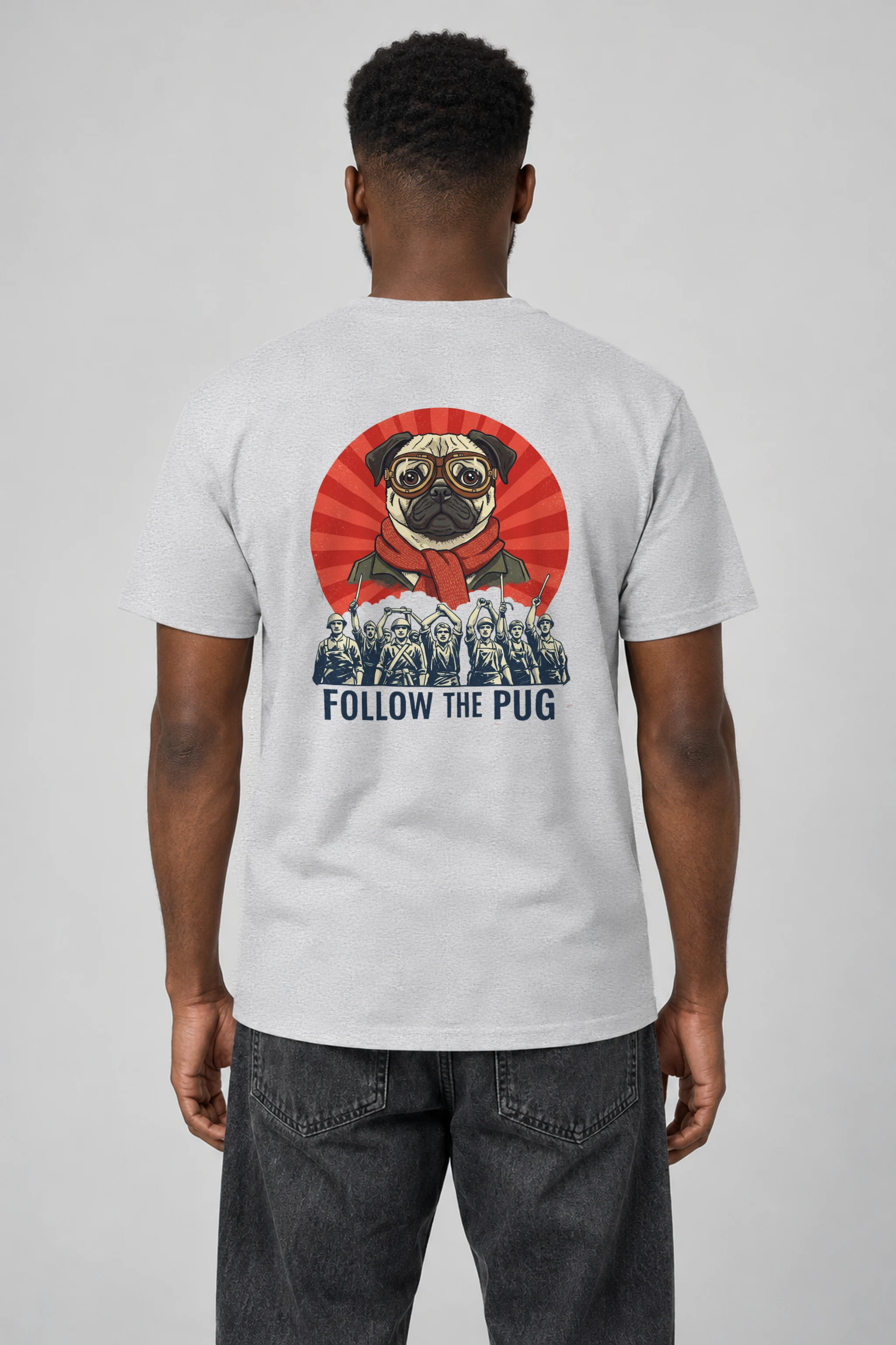 "Follow The Pug" Heavyweight Unisex Crewneck T-shirt