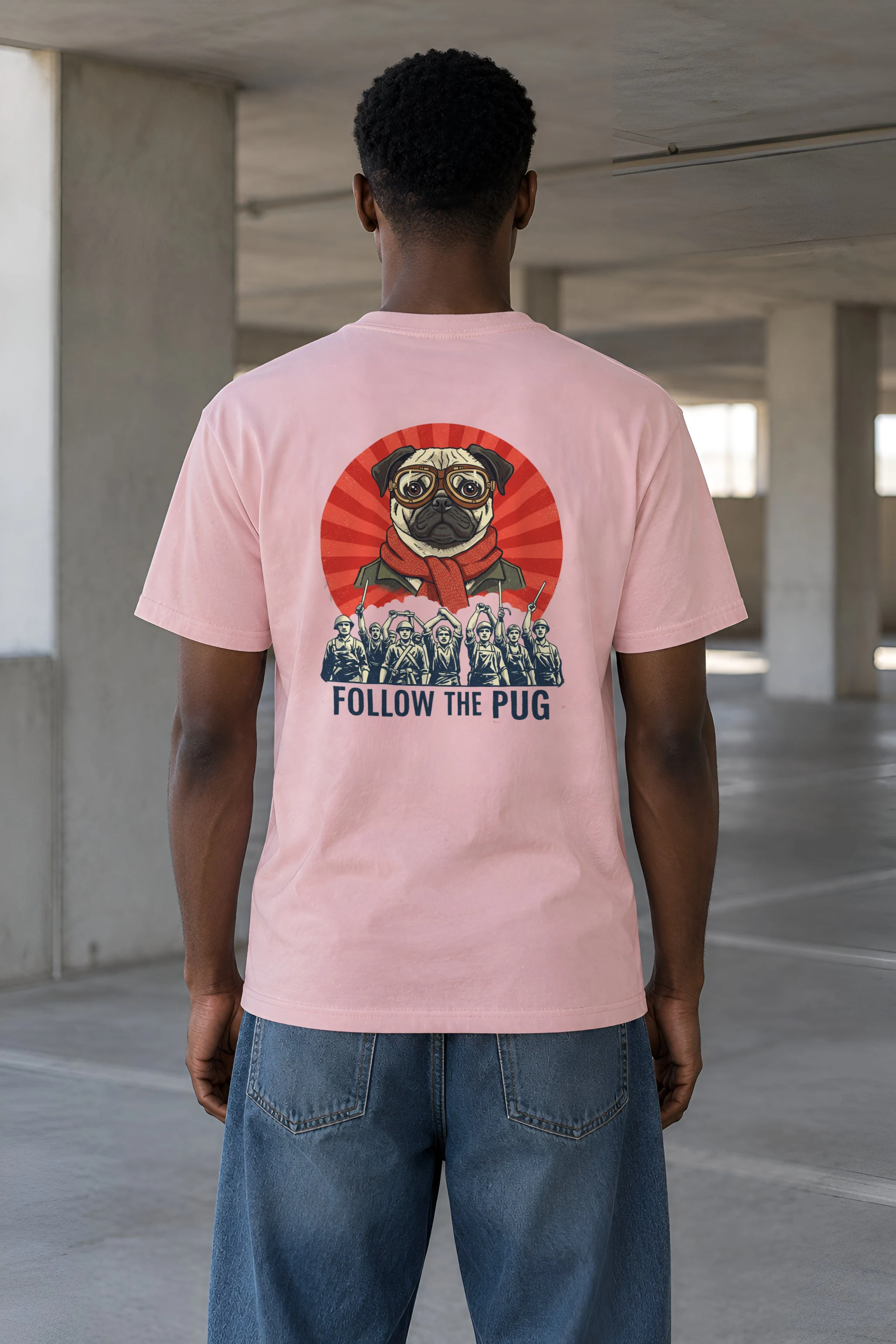 "Follow The Pug" Heavyweight Unisex Crewneck T-shirt