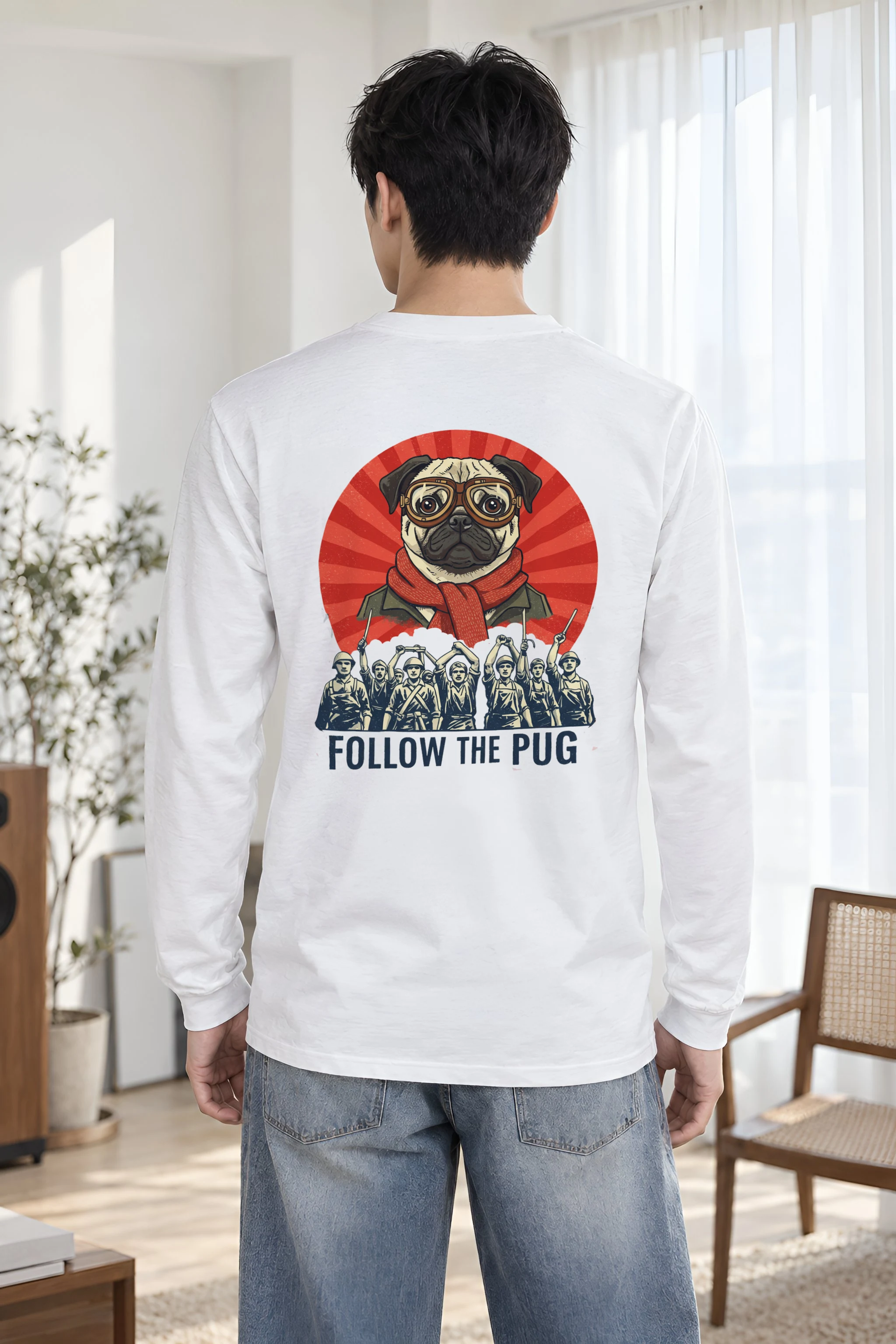 "Follow The Pug" Unisex Longsleeve T-shirt