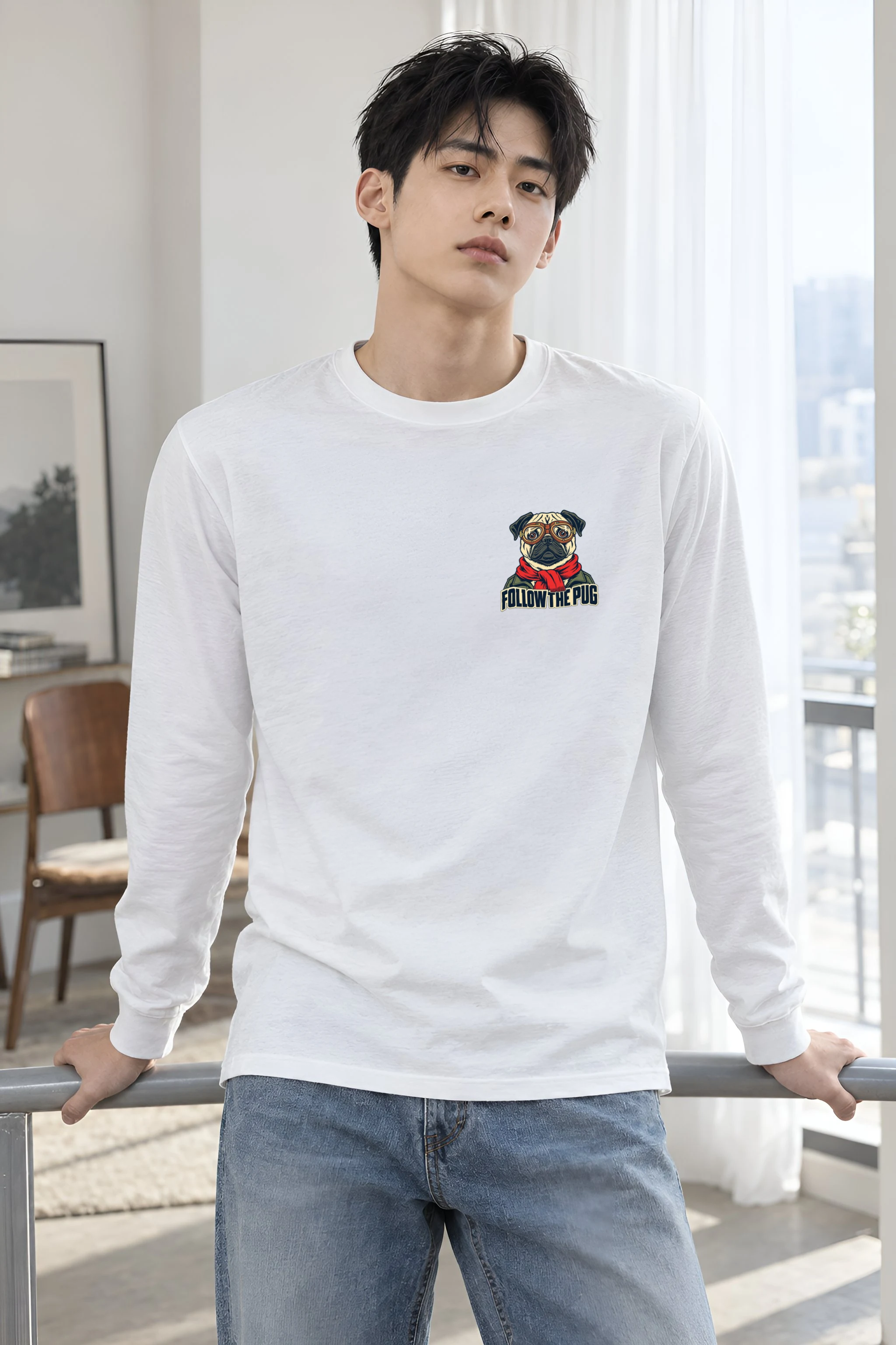 "Follow The Pug" Unisex Longsleeve T-shirt