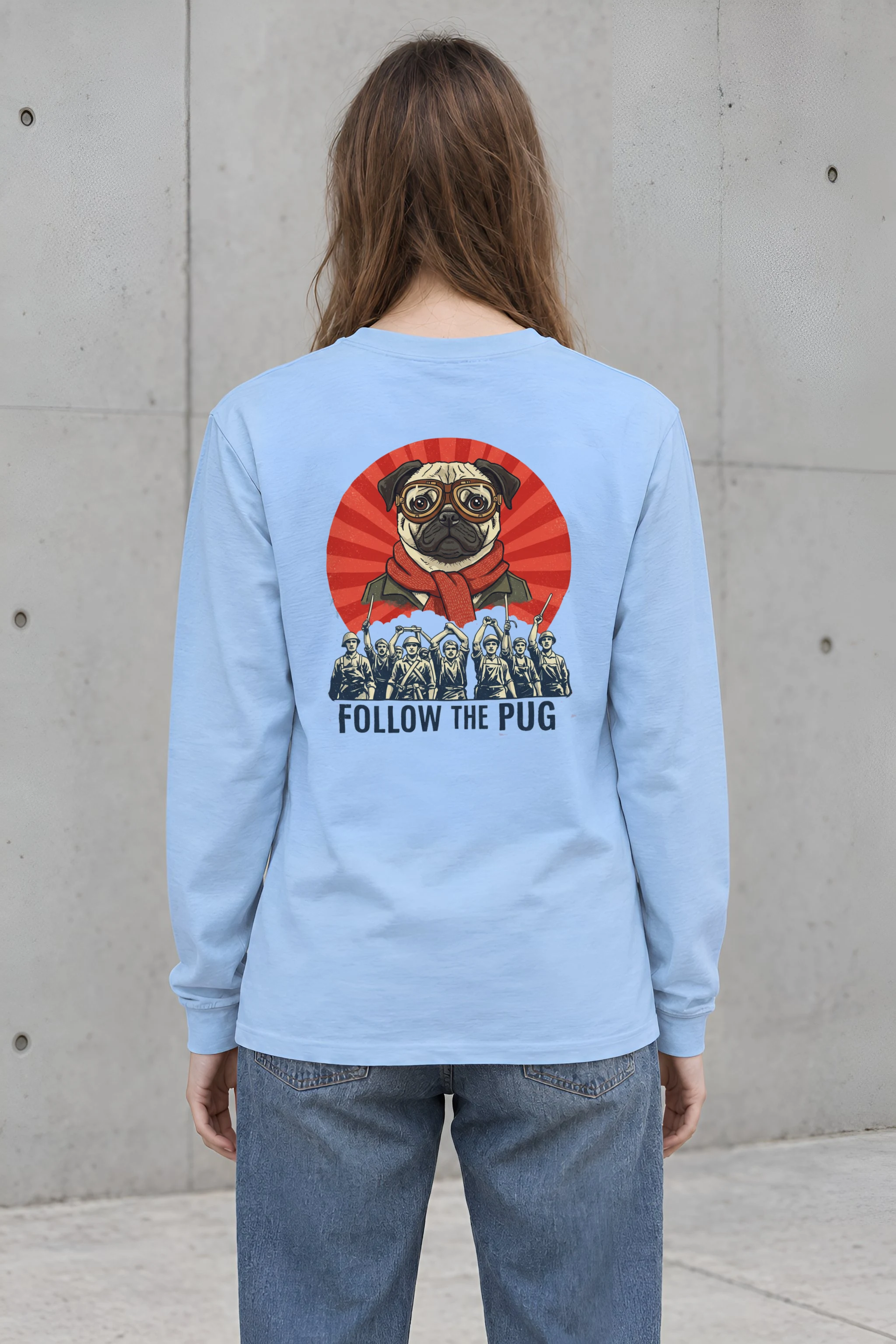 "Follow The Pug" Unisex Longsleeve T-shirt