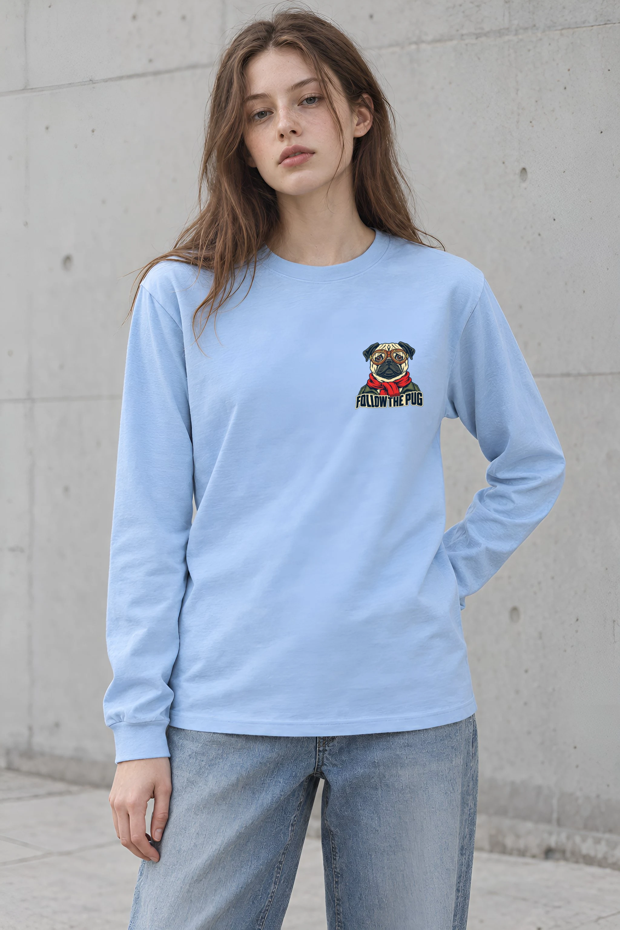 "Follow The Pug" Unisex Longsleeve T-shirt
