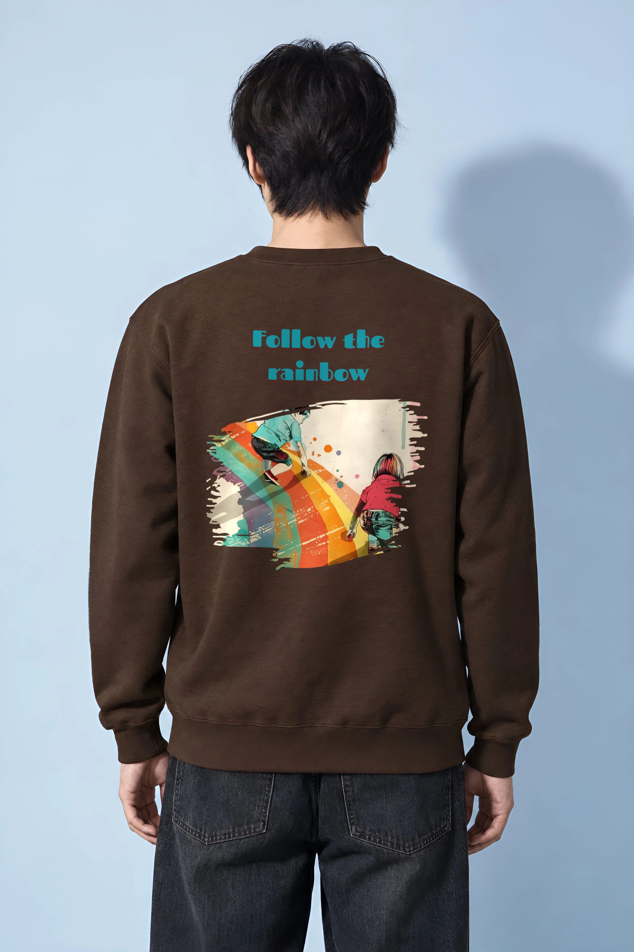 "Follow The Rainbow" Heavy Blend Unisex Crewneck Sweatshirt