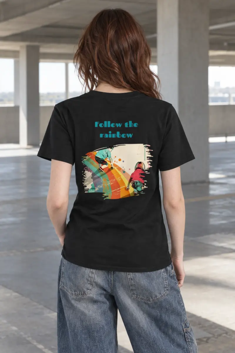 "Follow The Rainbow" Heavyweight Unisex Crewneck T-shirt