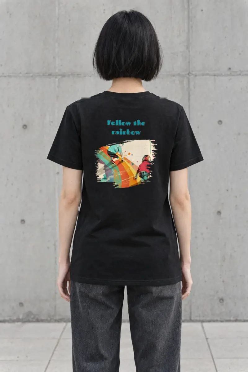 "Follow The Rainbow" Heavyweight Unisex Crewneck T-shirt