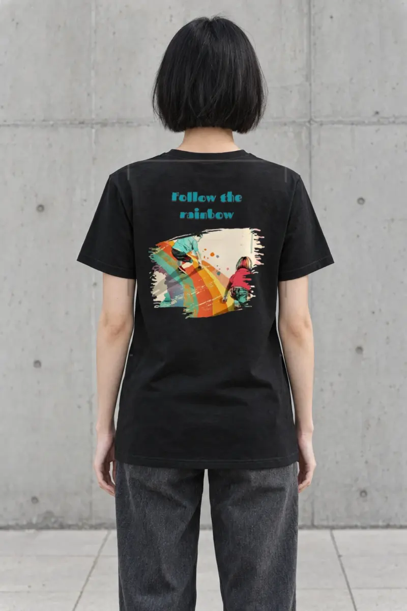 "Follow The Rainbow" Heavyweight Unisex Crewneck T-shirt