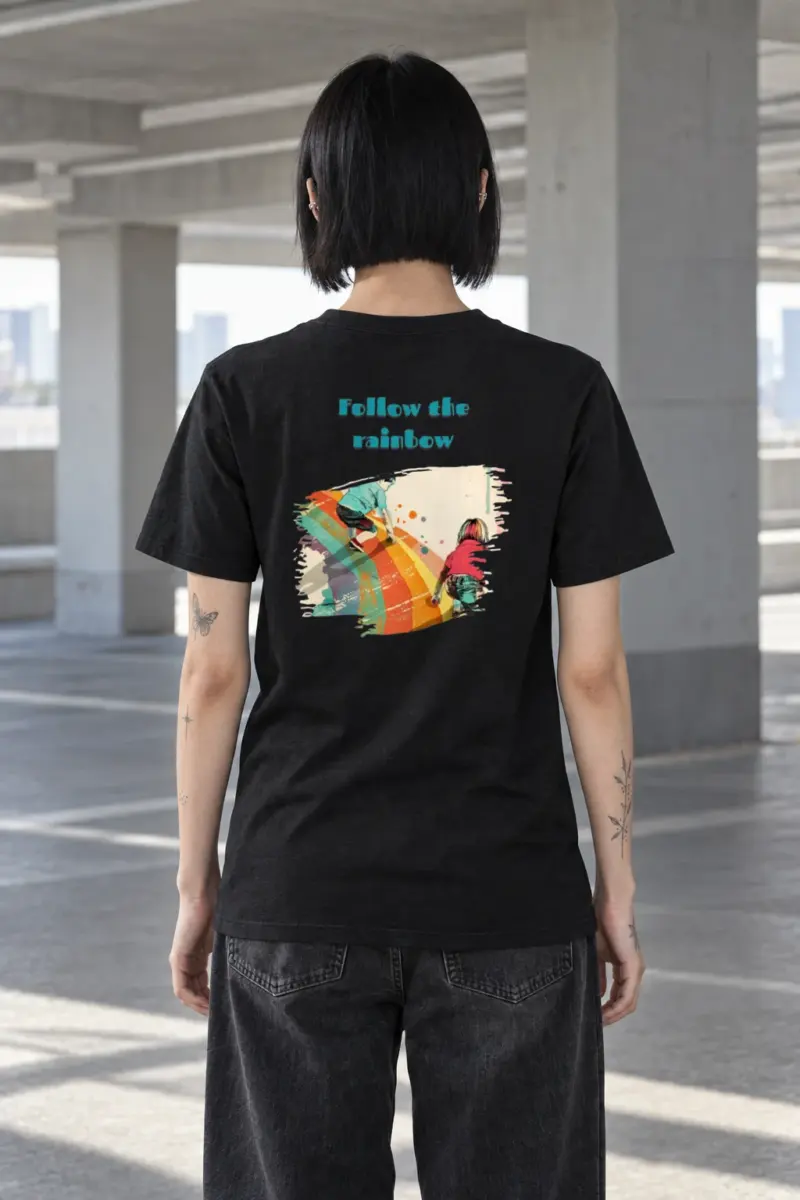 "Follow The Rainbow" Heavyweight Unisex Crewneck T-shirt