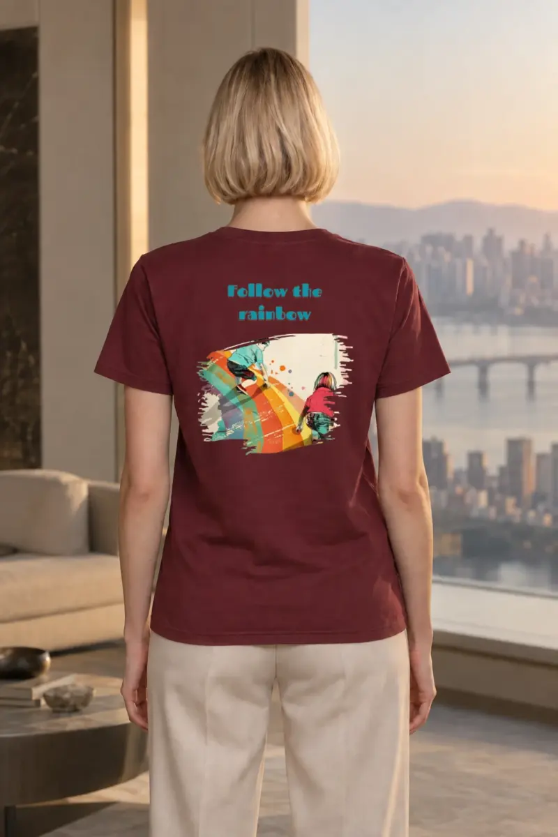 "Follow The Rainbow" Heavyweight Unisex Crewneck T-shirt | Gildan 5000