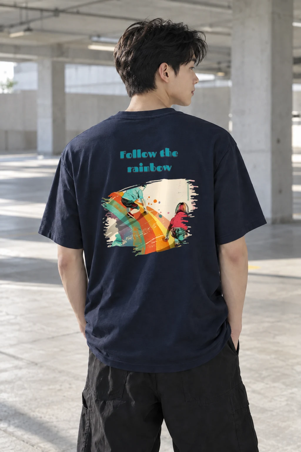 "Follow The Rainbow" Heavyweight Unisex Crewneck T-shirt | Gildan 5000