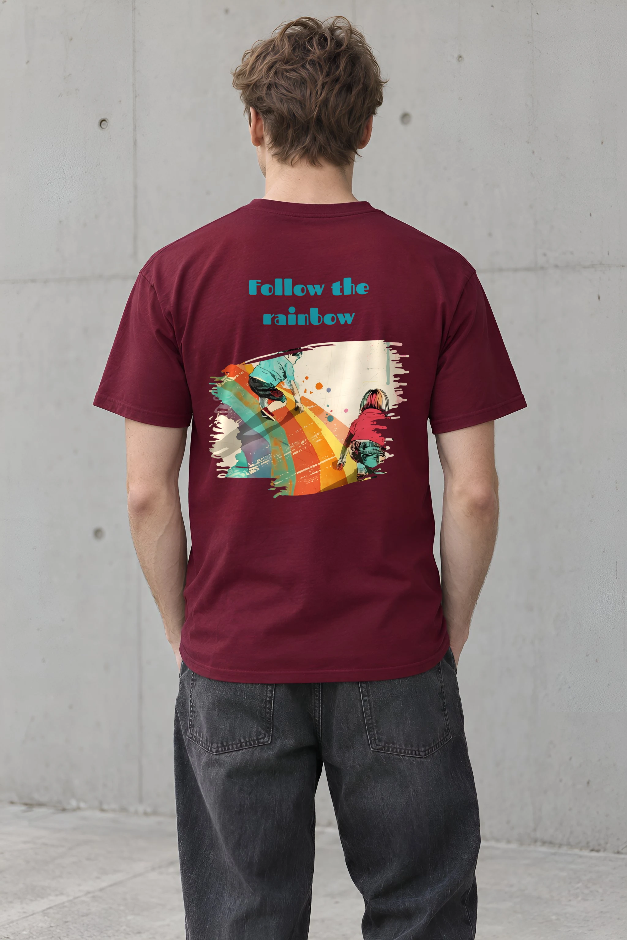 "Follow The Rainbow" Heavyweight Unisex Crewneck T-shirt