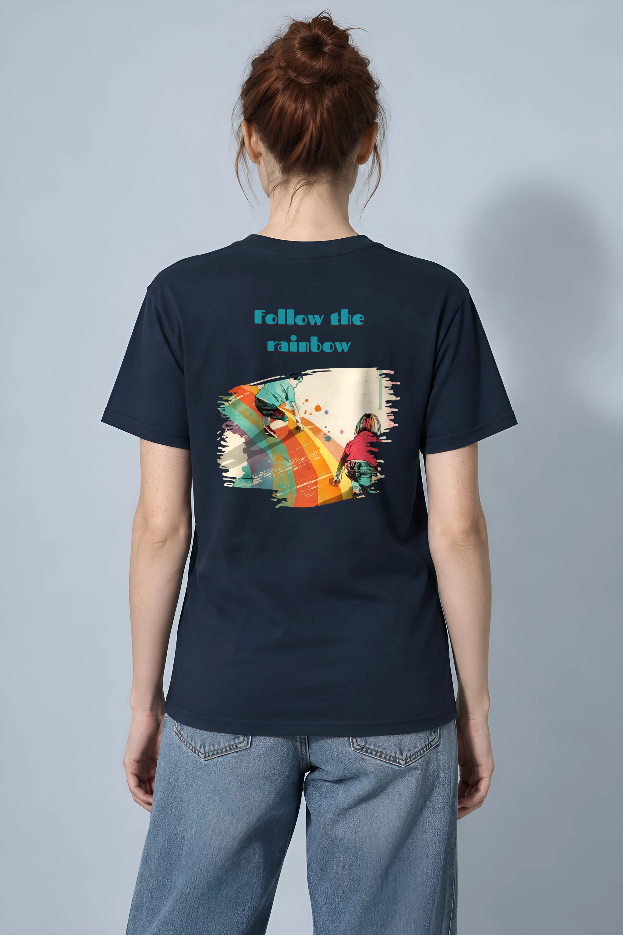 "Follow The Rainbow" Heavyweight Unisex Crewneck T-shirt