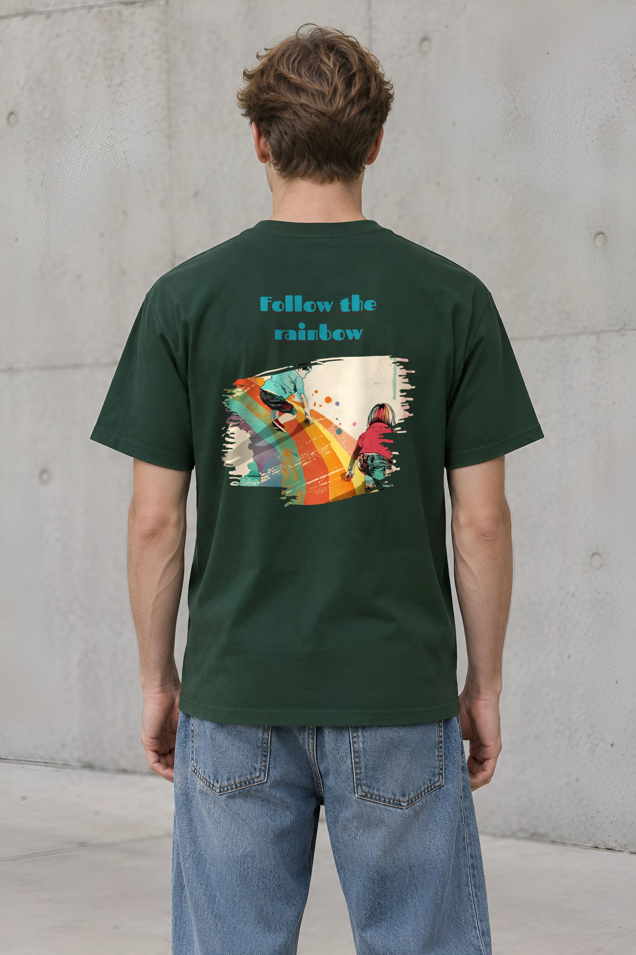 "Follow The Rainbow" Heavyweight Unisex Crewneck T-shirt