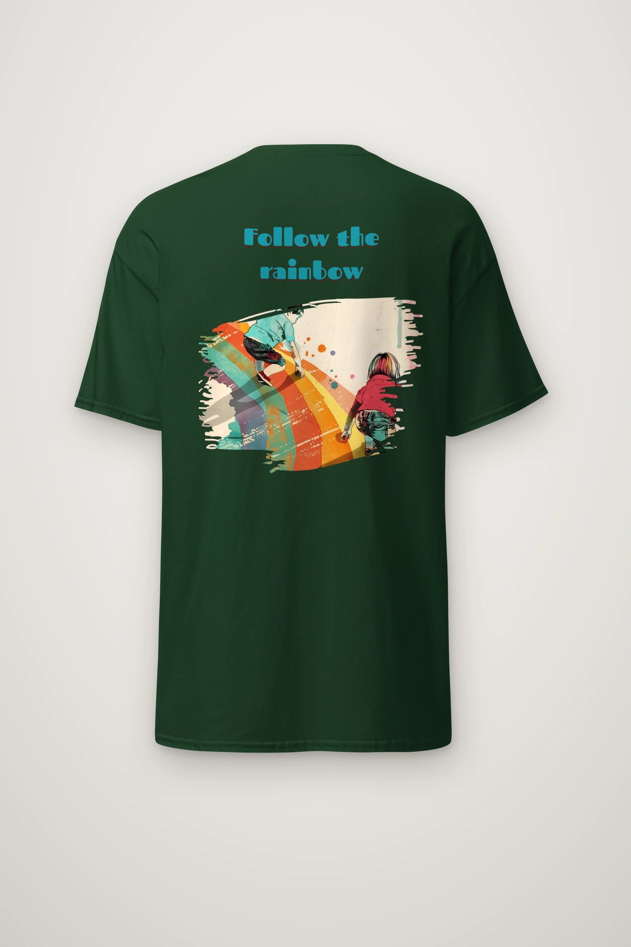 "Follow The Rainbow" Heavyweight Unisex Crewneck T-shirt