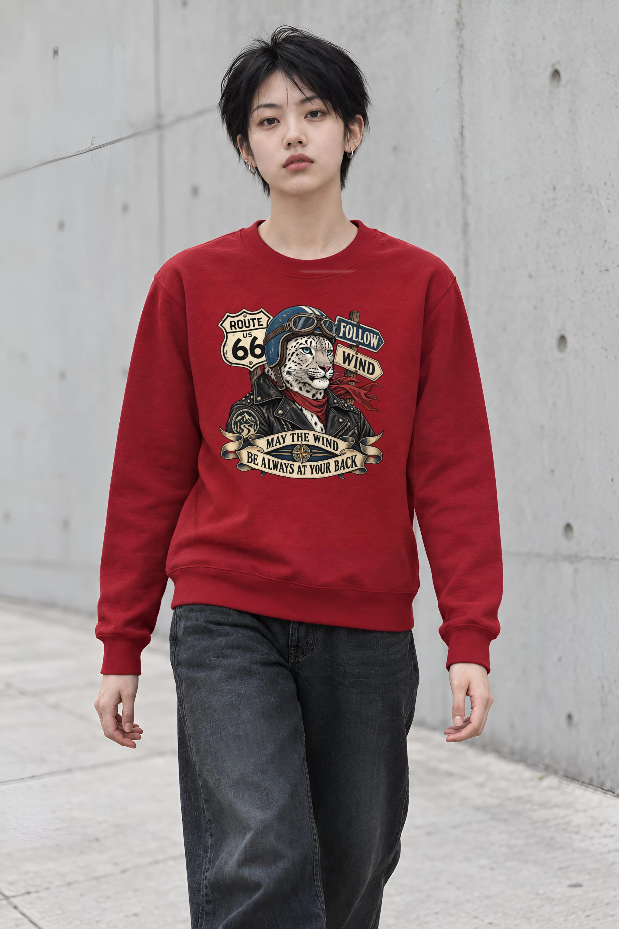 "Follow Wind Route 66" Heavy Blend Unisex Crewneck Sweatshirt
