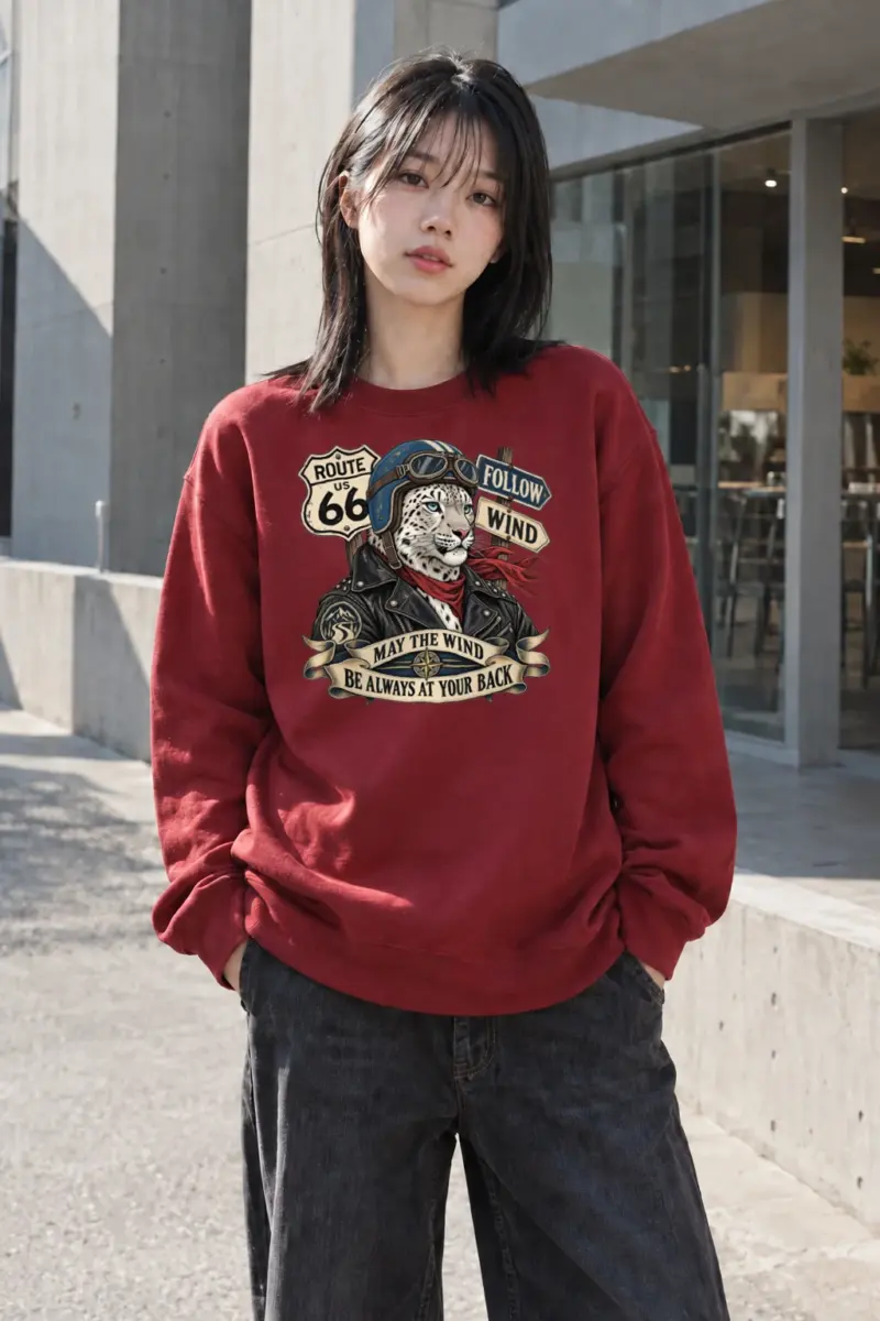 "Follow Wind Route 66" Heavy Blend Unisex Crewneck Sweatshirt | Gildan 18000