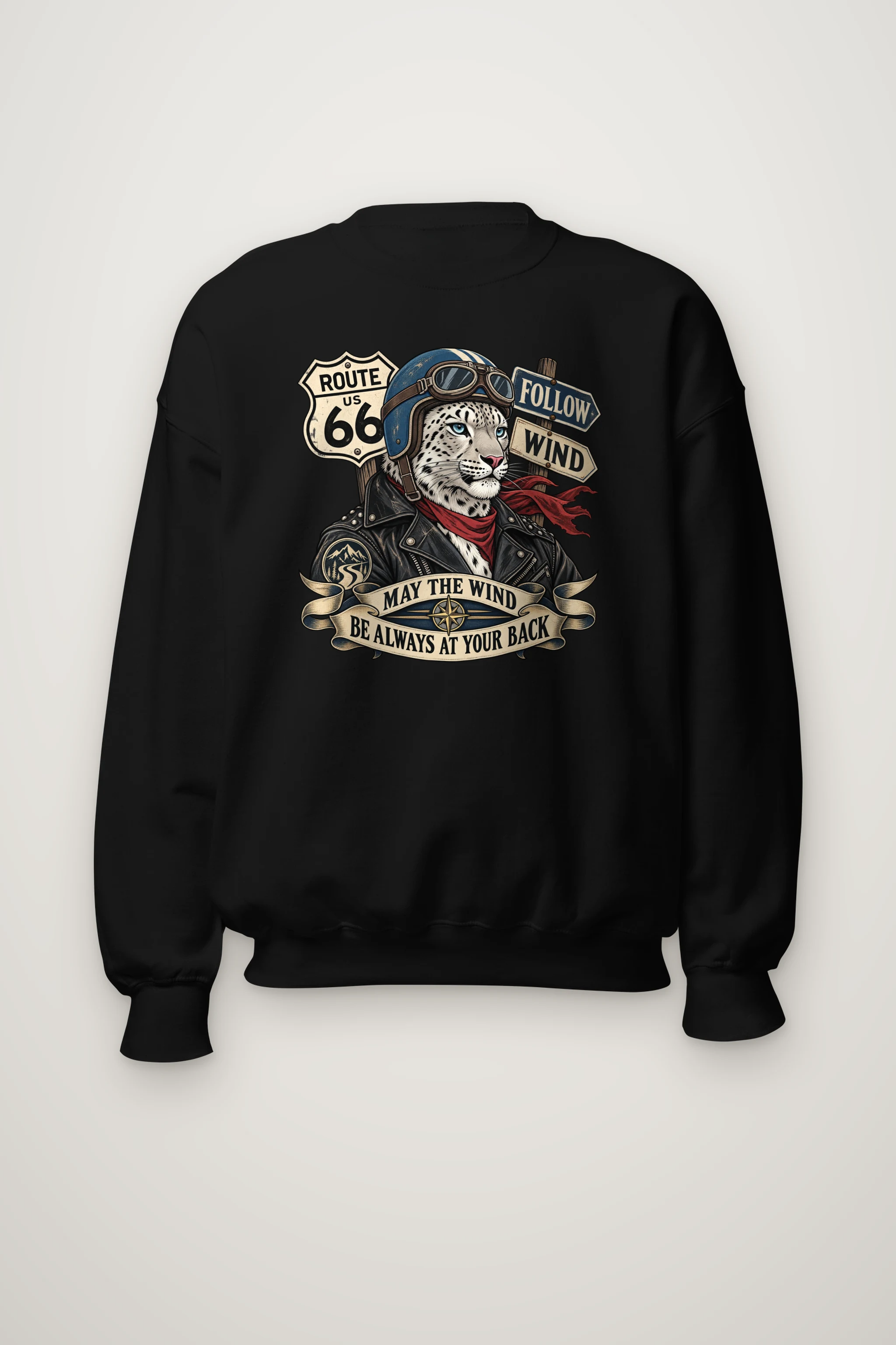 "Follow Wind Route 66" Heavy Blend Unisex Crewneck Sweatshirt