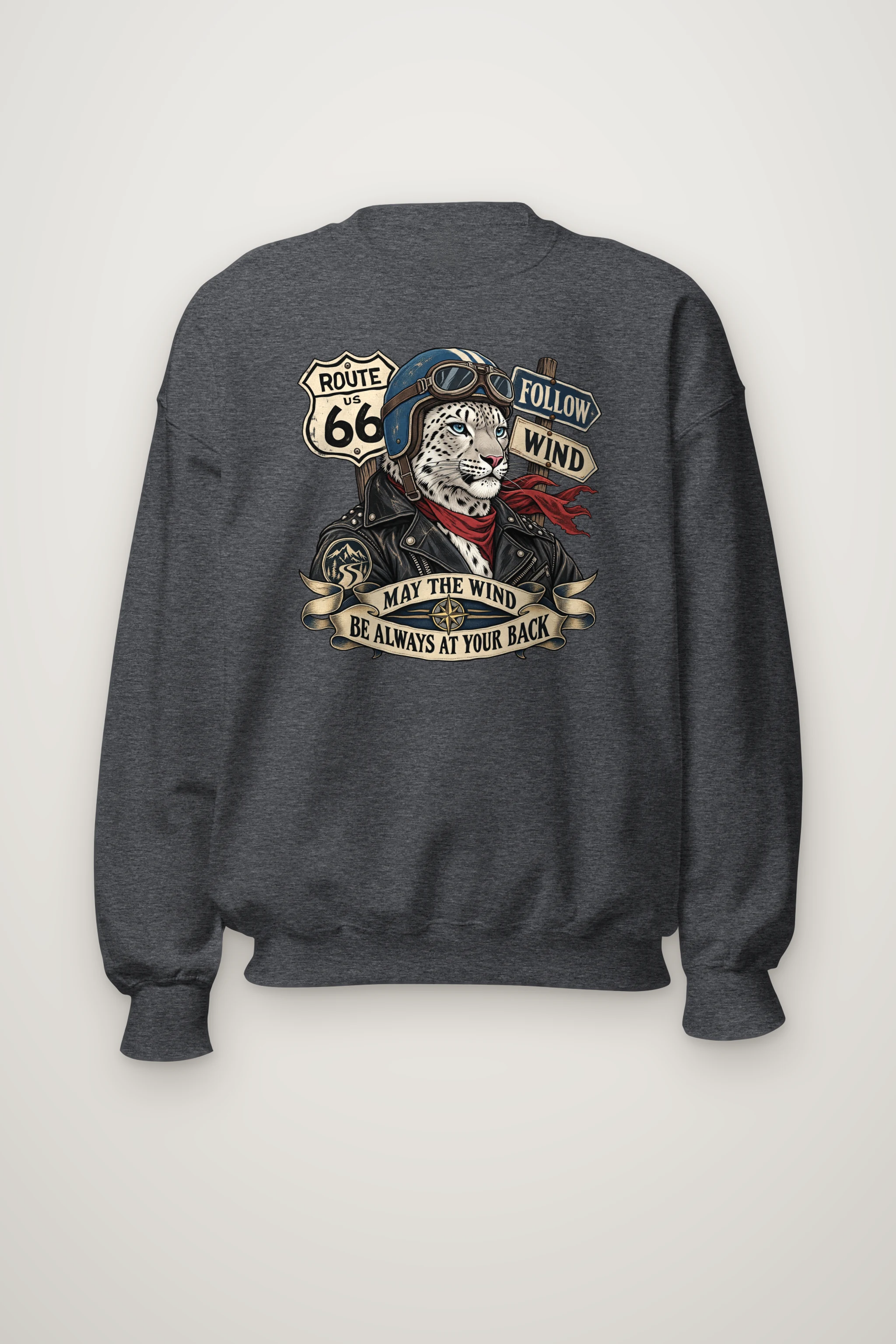 "Follow Wind Route 66" Heavy Blend Unisex Crewneck Sweatshirt
