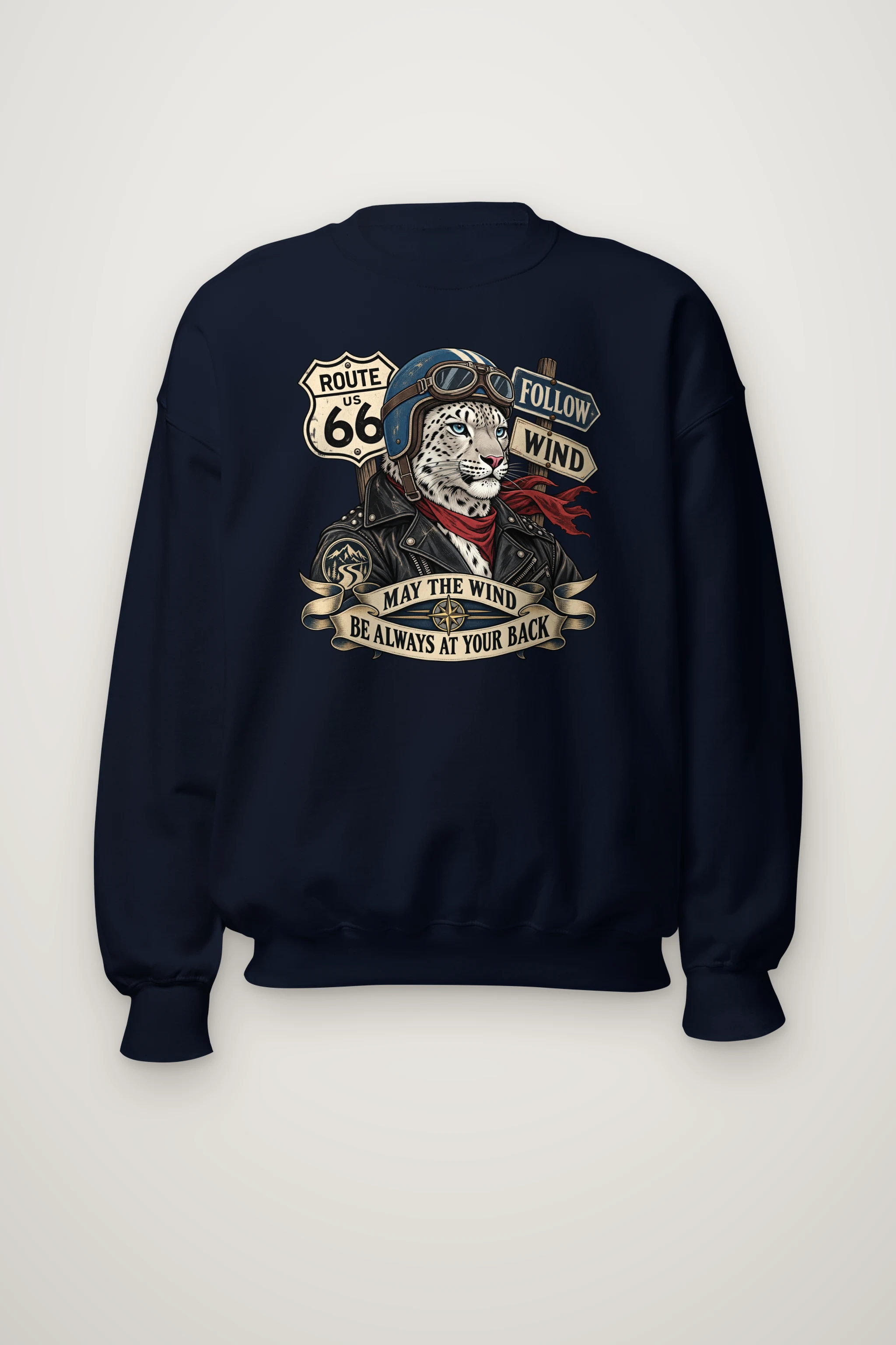 "Follow Wind Route 66" Heavy Blend Unisex Crewneck Sweatshirt