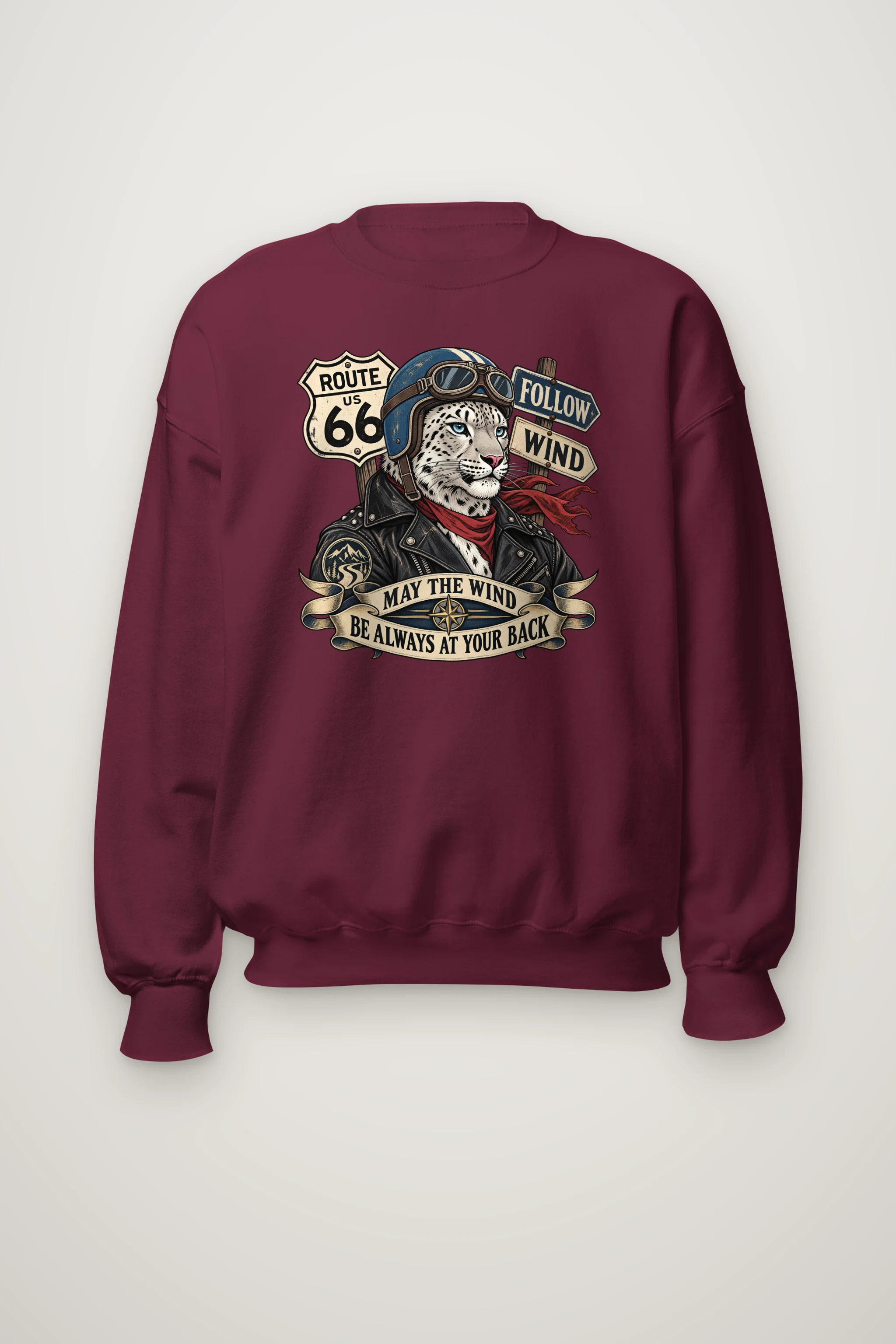 "Follow Wind Route 66" Heavy Blend Unisex Crewneck Sweatshirt