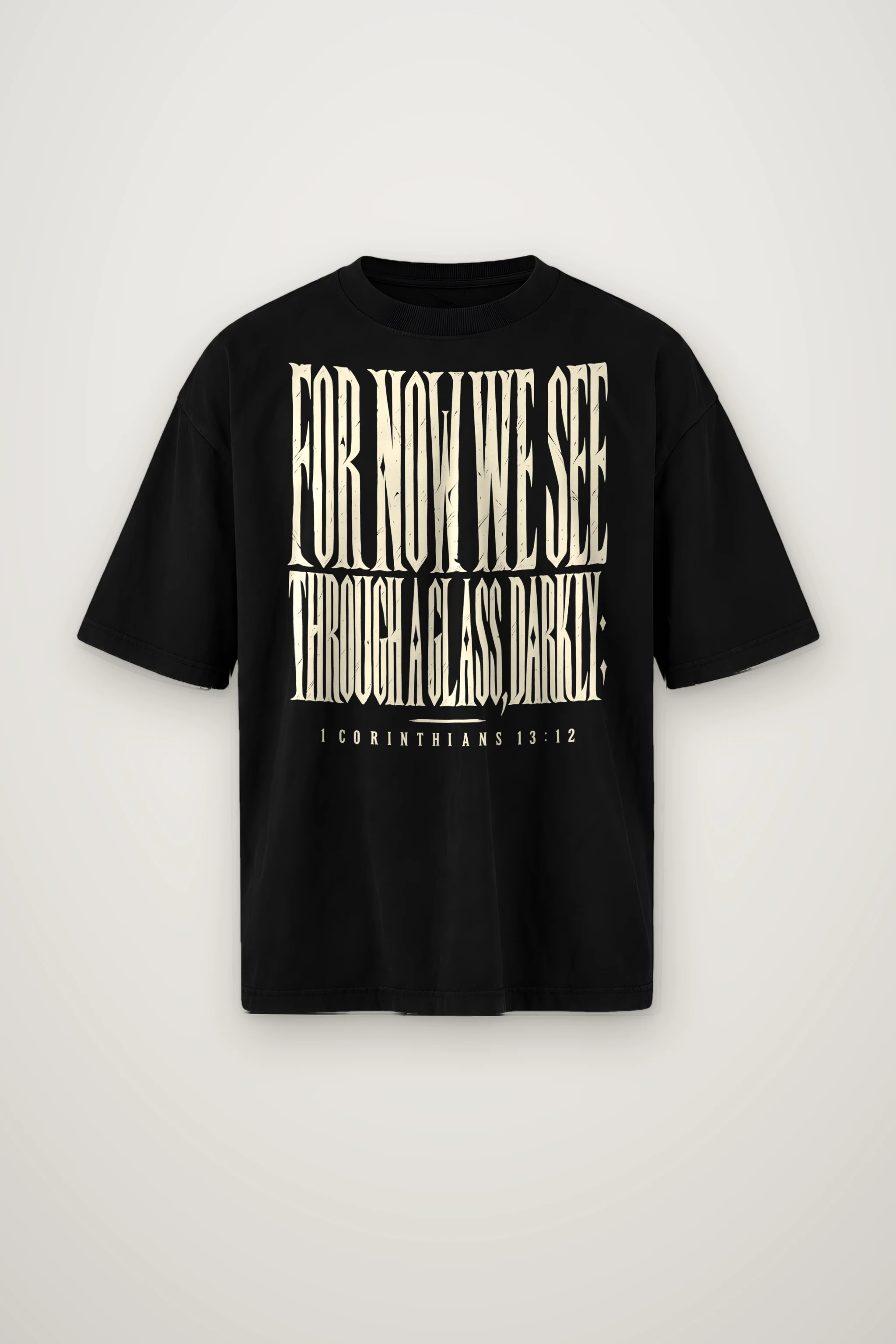 "For Now We See Through A Glass Darkly" Men's Oversized Heavyweight Crewneck T-Shirt