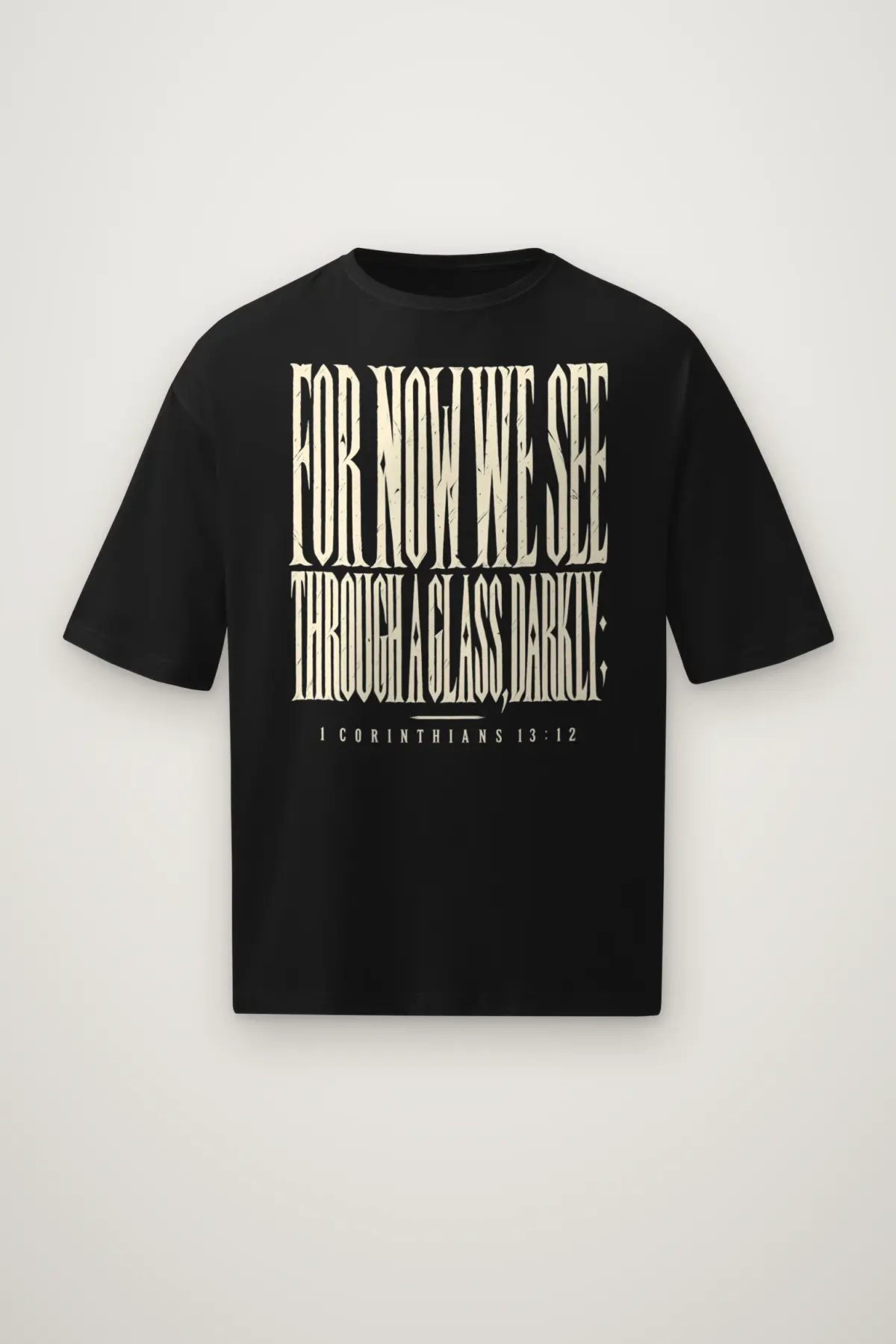 "For Now We See Through A Glass Darkly" Men's Oversized Heavyweight Crewneck T-Shirt