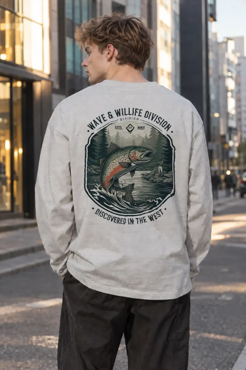 "Forest River Angler" Unisex Longsleeve T-shirt | Gildan 2400
