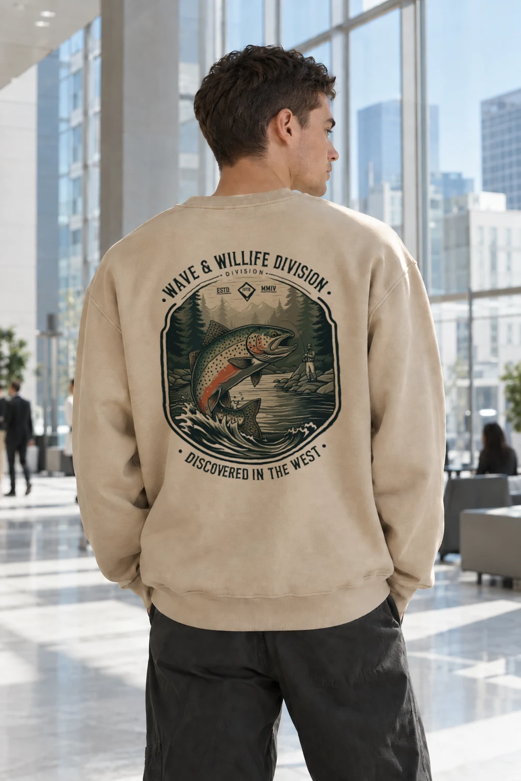 "Forest River Trout" Heavy Blend Unisex Crewneck Sweatshirt | Gildan 18000