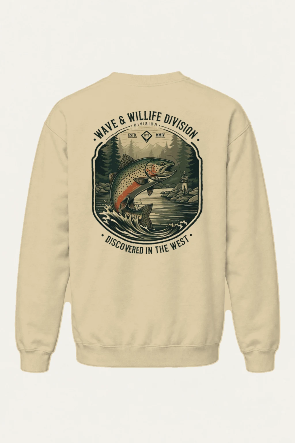 "Forest River Trout" Heavy Blend Unisex Crewneck Sweatshirt | Gildan 18000