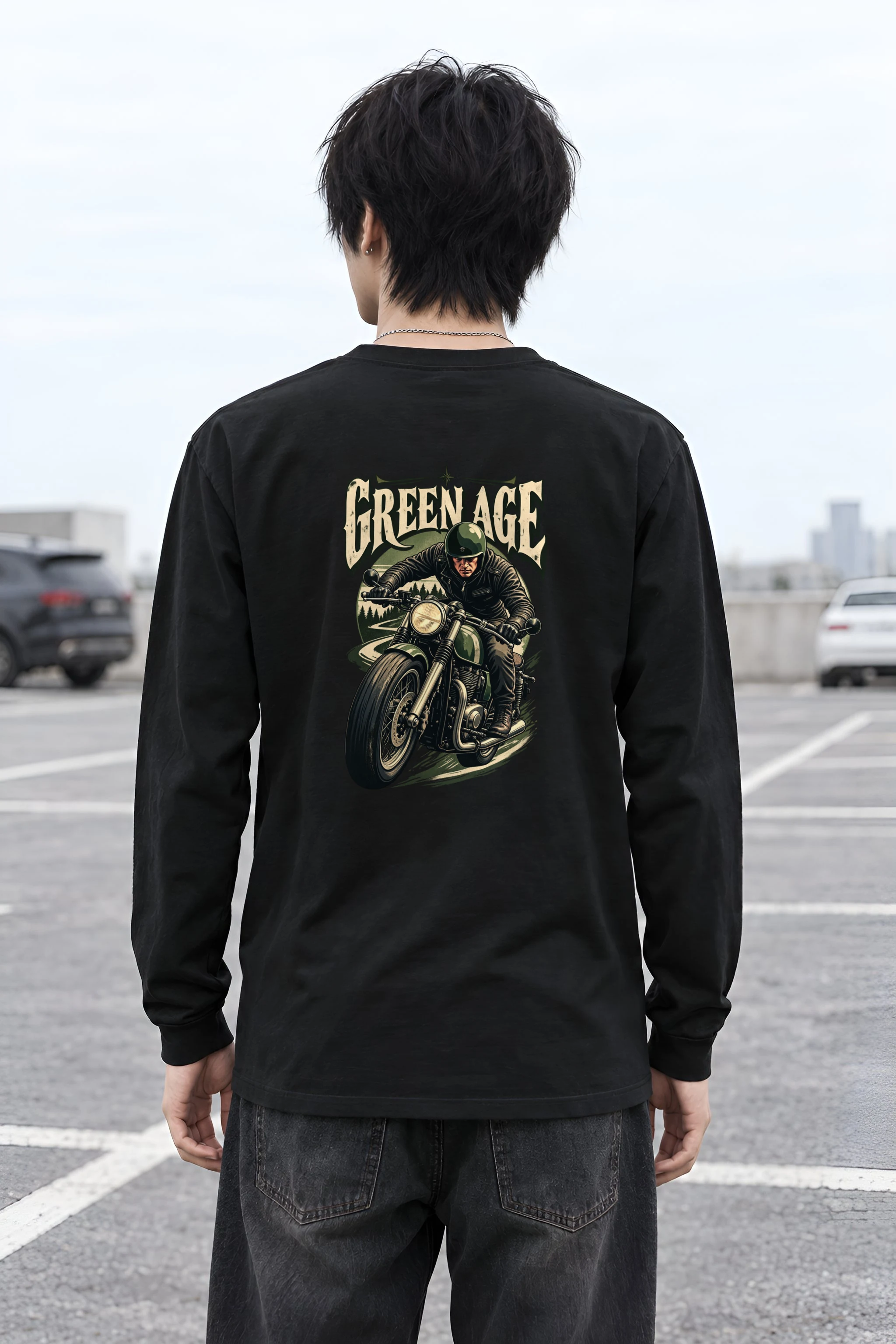 "Forest Road Motorcyclist" Unisex Longsleeve T-shirt