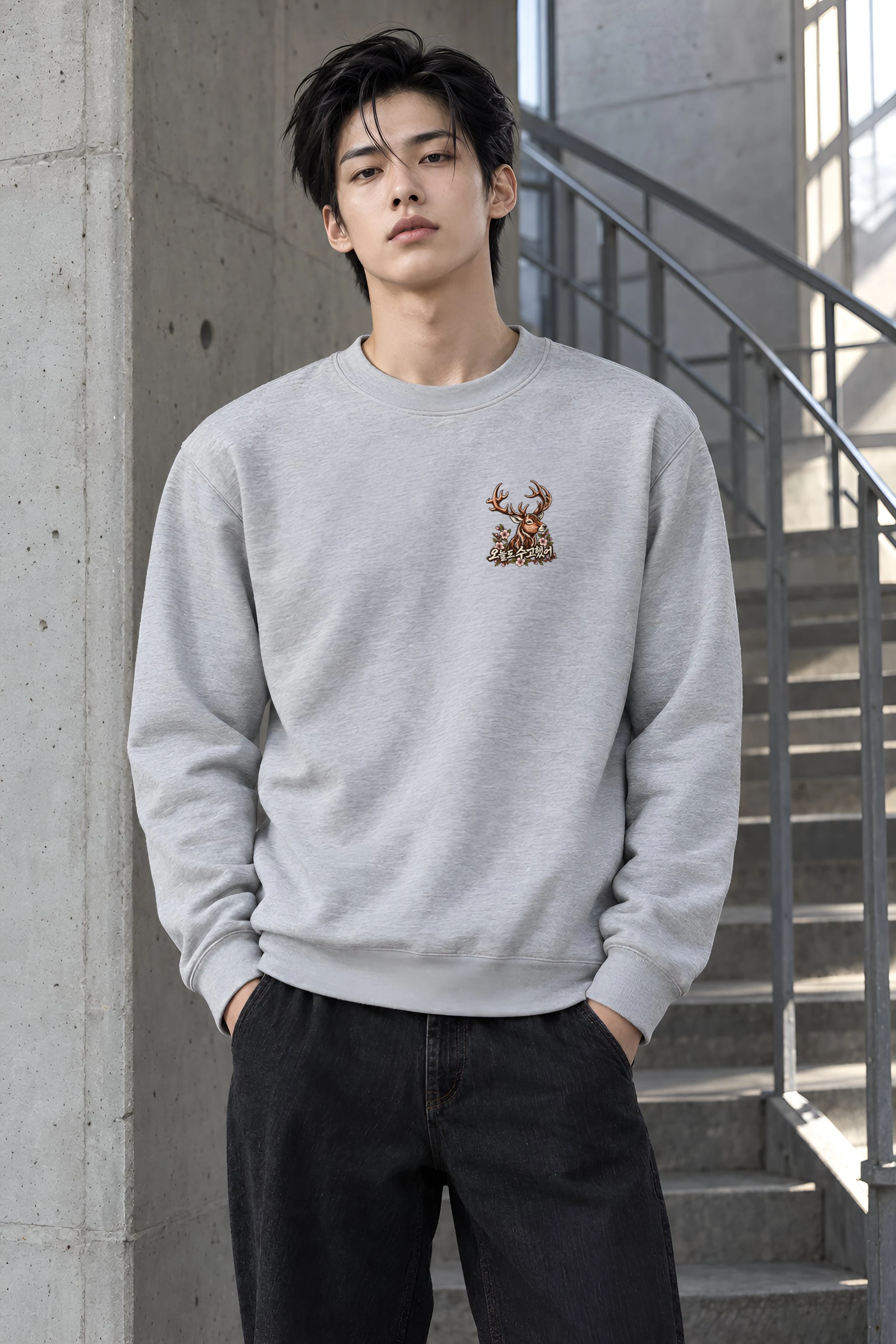 "Forest Stag Emblem" Heavy Blend Unisex Crewneck Sweatshirt