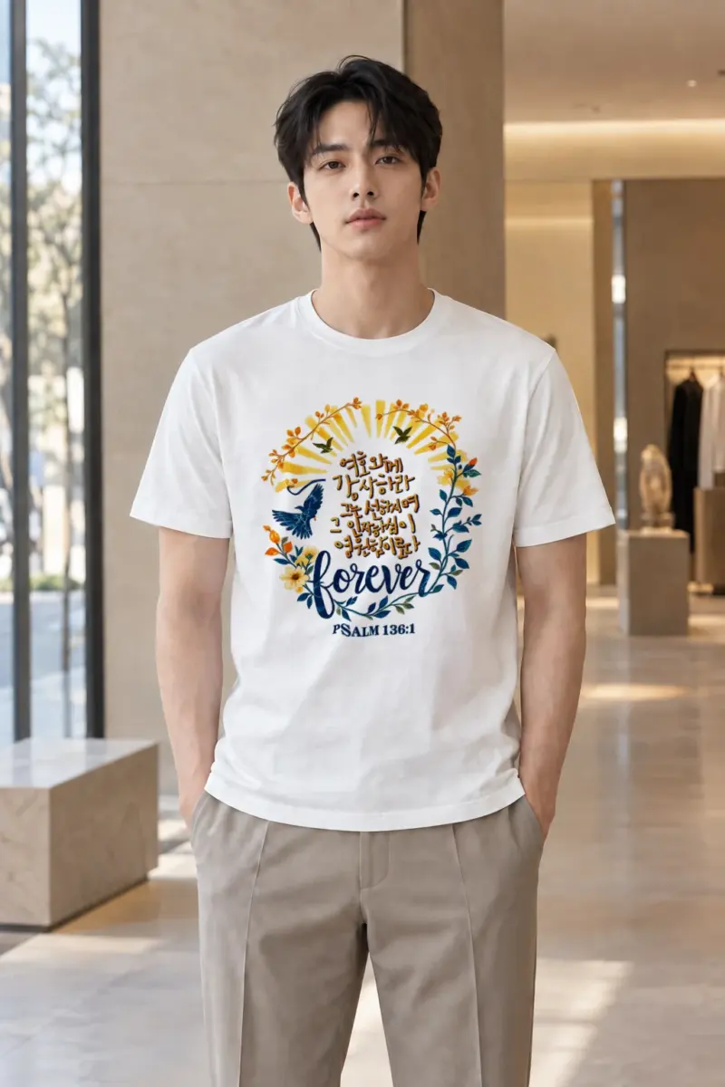 "Forever Psalm 136" Heavyweight Unisex Crewneck T-shirt | Gildan 5000
