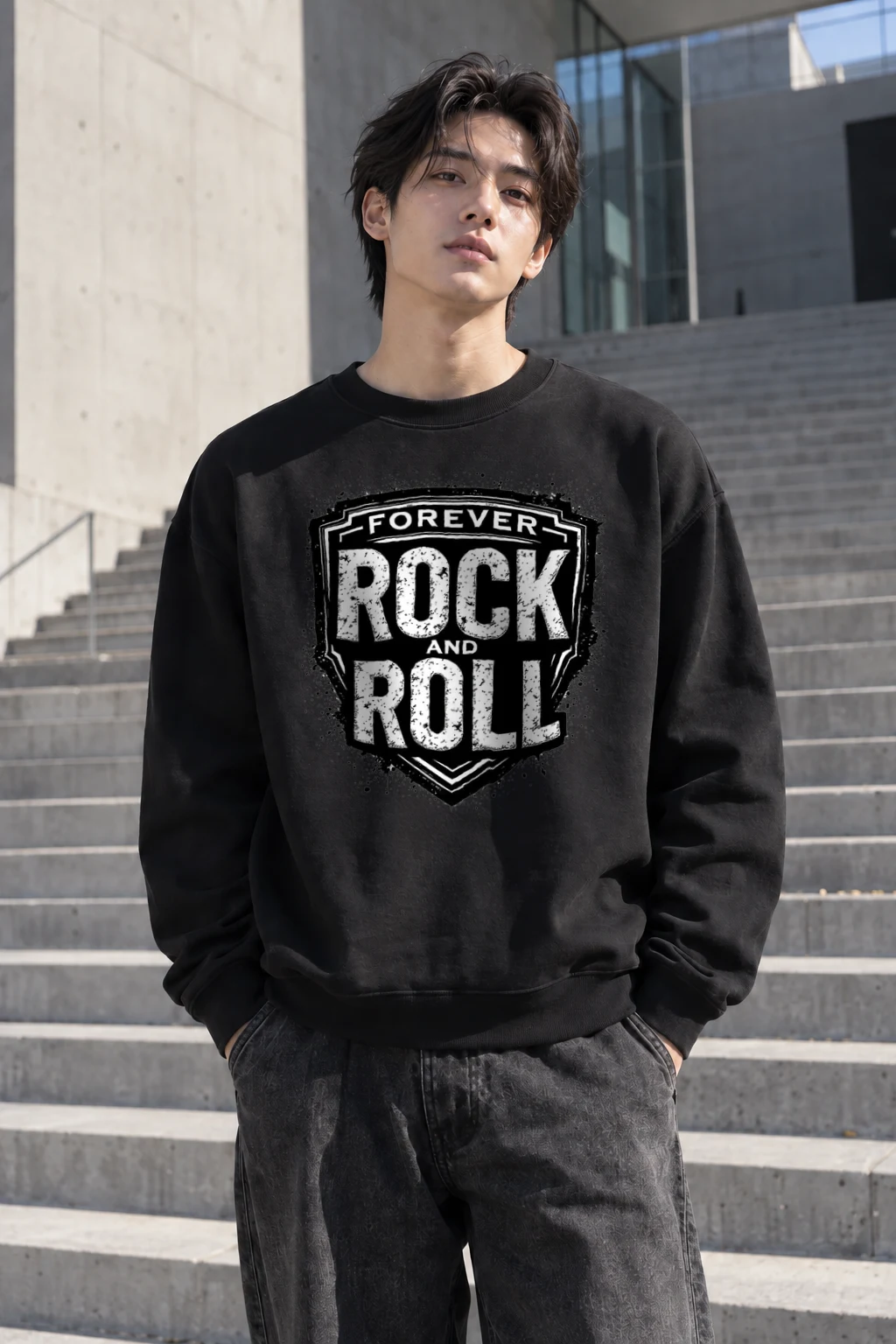 "Forever Rock And Roll" Heavy Blend Unisex Crewneck Sweatshirt | Gildan 18000