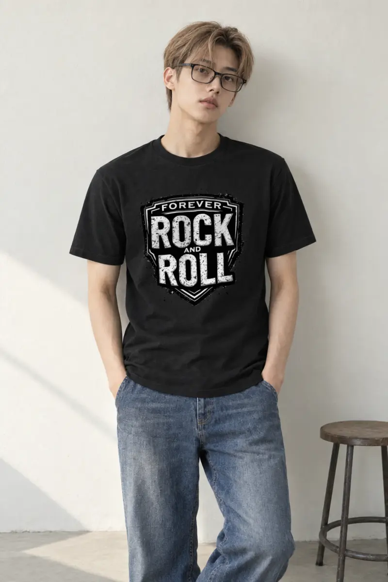 "Forever Rock And Roll" Heavyweight Unisex Crewneck T-shirt