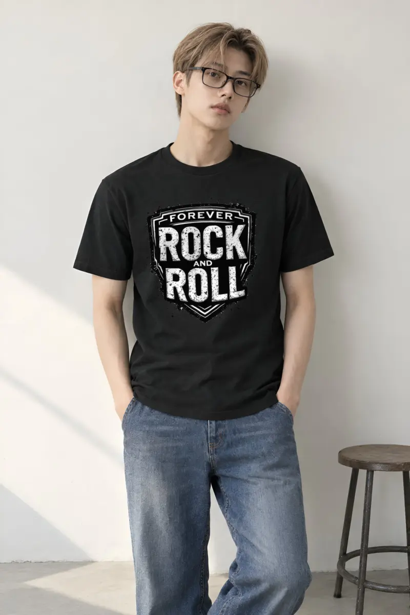 "Forever Rock And Roll" Heavyweight Unisex Crewneck T-shirt