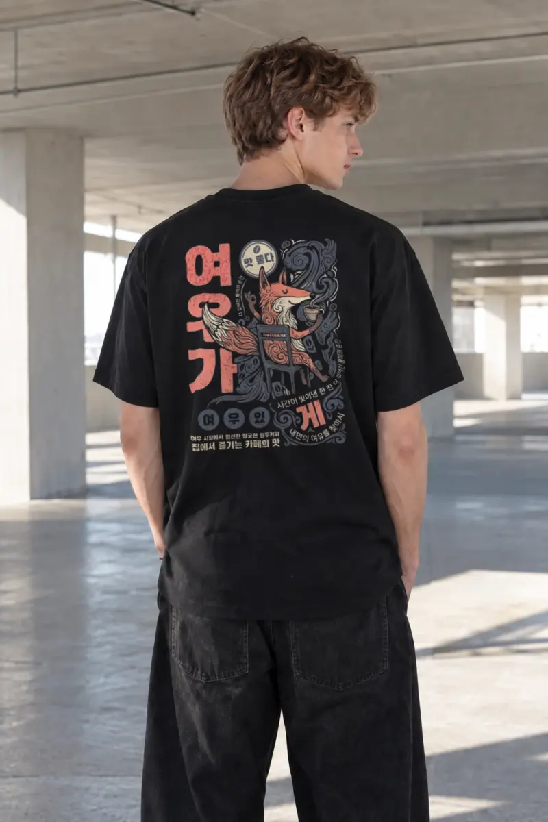 “Fox Coffee Break” Heavyweight Unisex Crewneck T-shirt | Gildan 5000