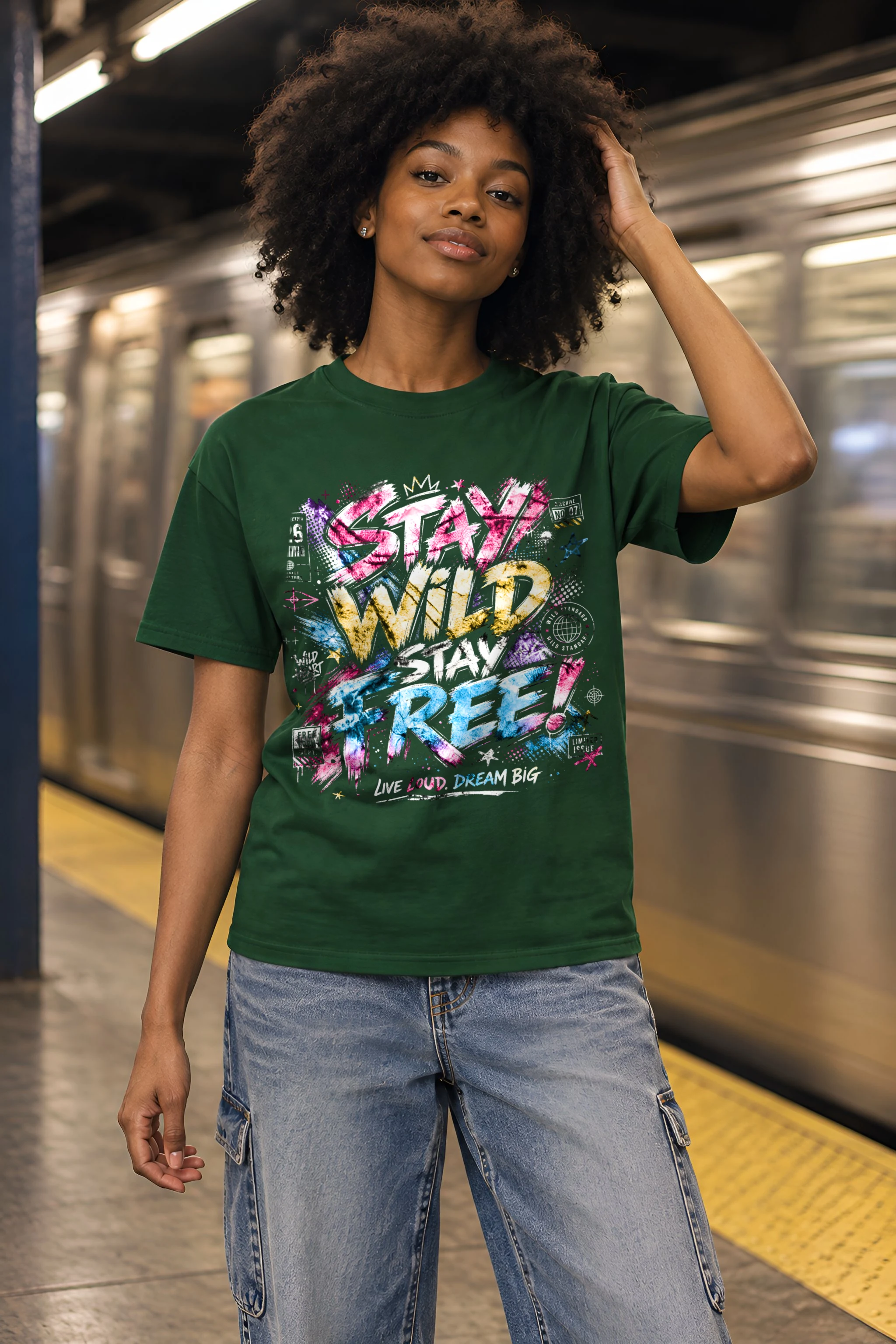 "Free Loud Dream" Heavyweight Unisex Crewneck T-shirt